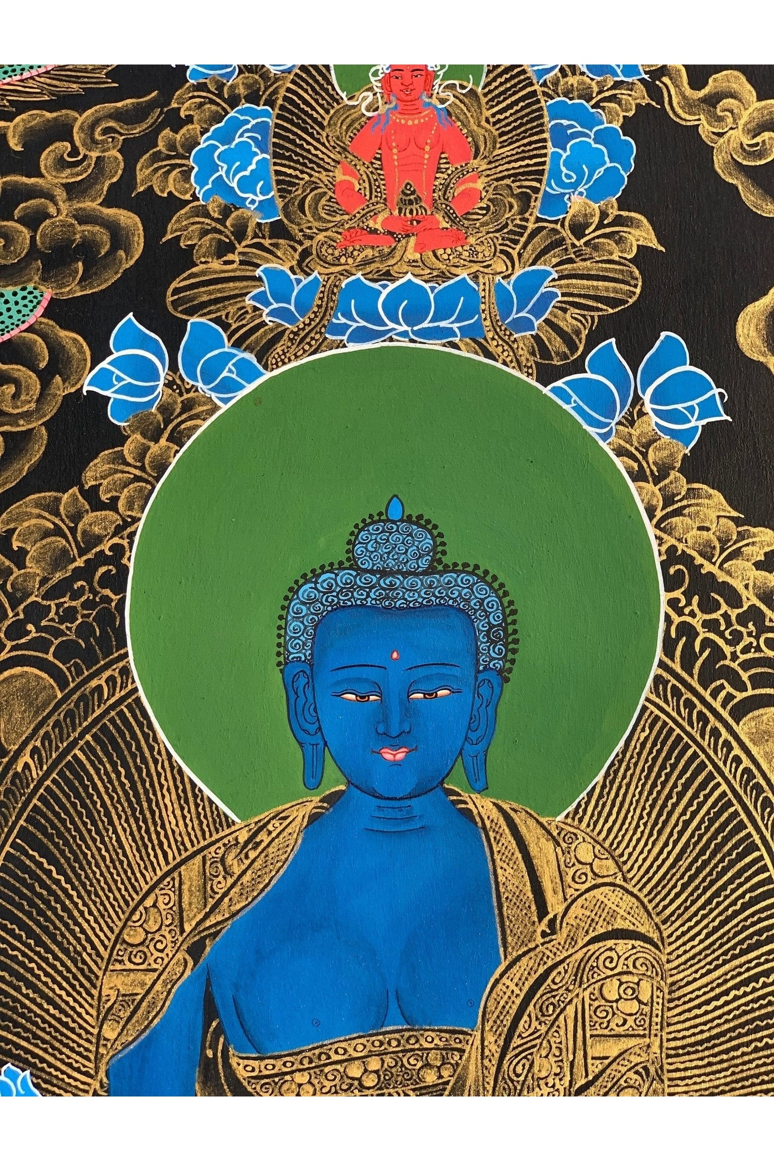 Medicine Buddha, Bhaisajyaguru, Master Quality Thangka Painting, Original Art 18 x 24 - Inch - Tibetan Thangka Art