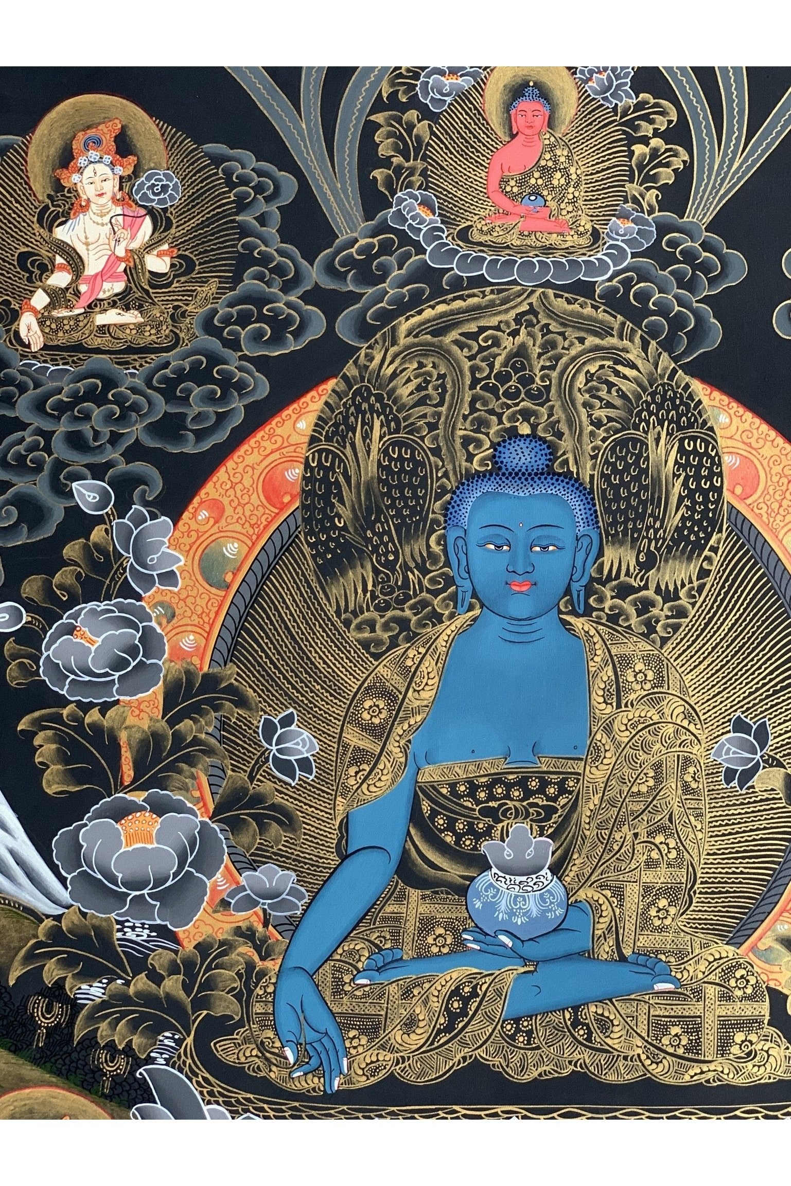 Medicine Buddha, Medicine Master, BhaisajyaGuru, Masterpiece Master Quality Original Tibetan Thangka Painting Compassion Meditation Art - Tibetan Thangka Art