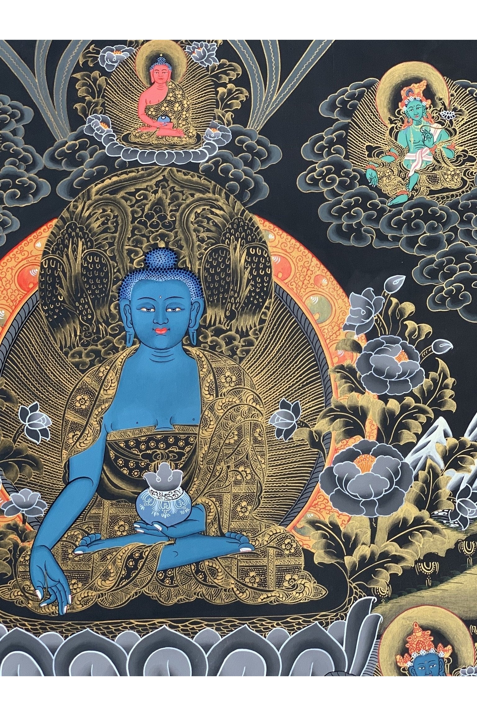 Medicine Buddha, Medicine Master, BhaisajyaGuru, Masterpiece Master Quality Original Tibetan Thangka Painting Compassion Meditation Art - Tibetan Thangka Art