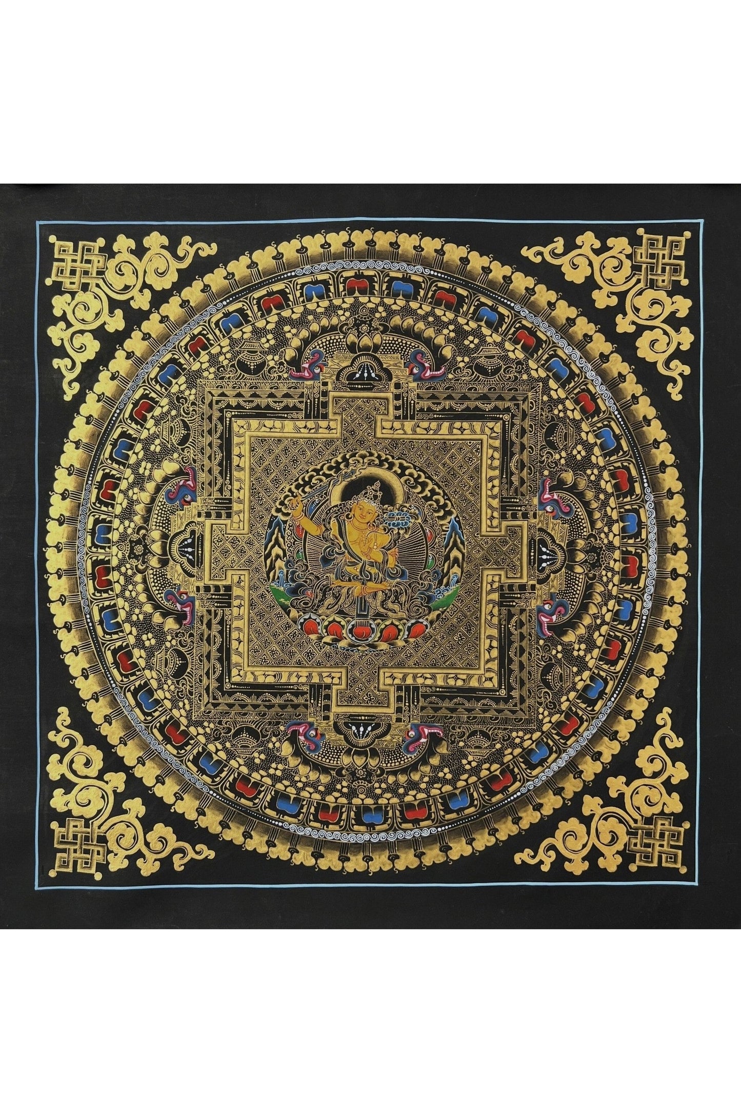 Original Master Quality Manjushri Mandala Black and Gold Tibetan Thangka / Hand Painting/Buddhist Art/Wall Hanging - Tibetan Thangka Art