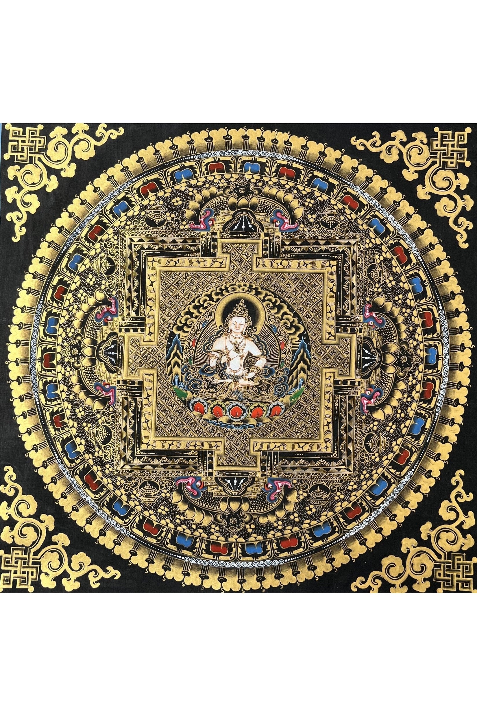 Original Master Quality Vajrasattva Mandala Black and Gold Tibetan Thangka / Hand Painting/Buddhist Art/Wall Hanging - Tibetan Thangka Art