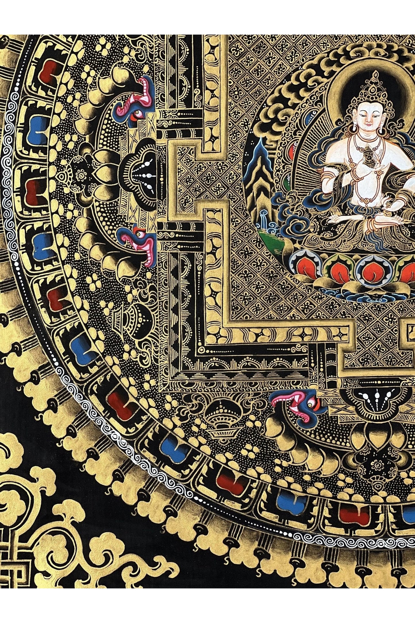 Original Master Quality Vajrasattva Mandala Black and Gold Tibetan Thangka / Hand Painting/Buddhist Art/Wall Hanging - Tibetan Thangka Art