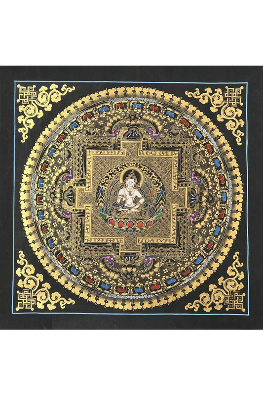 Original Master Quality Vajrasattva Mandala Black and Gold Tibetan Thangka / Hand Painting/Buddhist Art/Wall Hanging - Tibetan Thangka Art