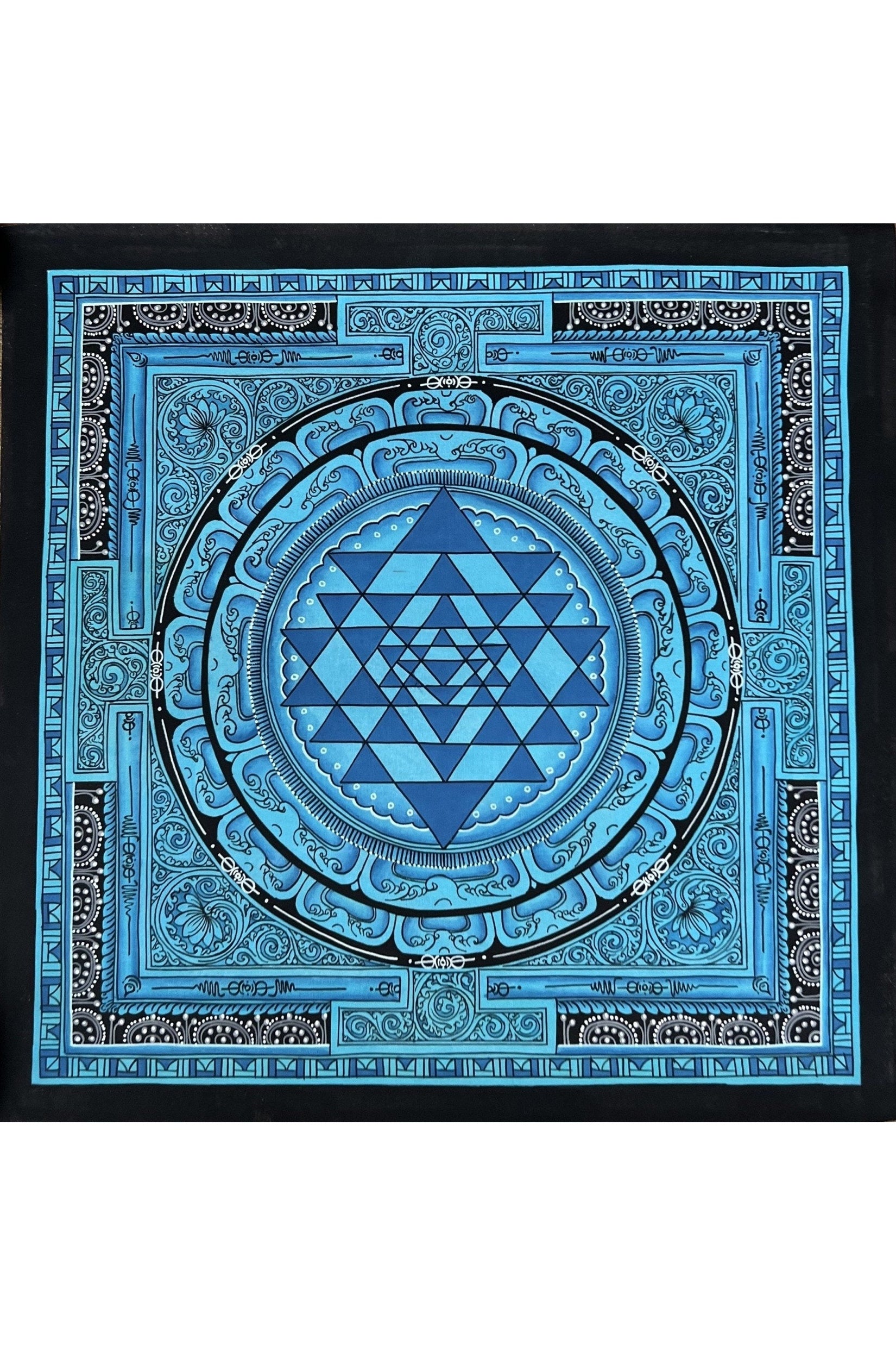 Original ShriYantra/ Shri Yantra/ Shri Chakara Mandala Newari Paubha/Pauva Thangka/Hand - Painted Art for Energy Positivity and Good Luck - Tibetan Thangka Art