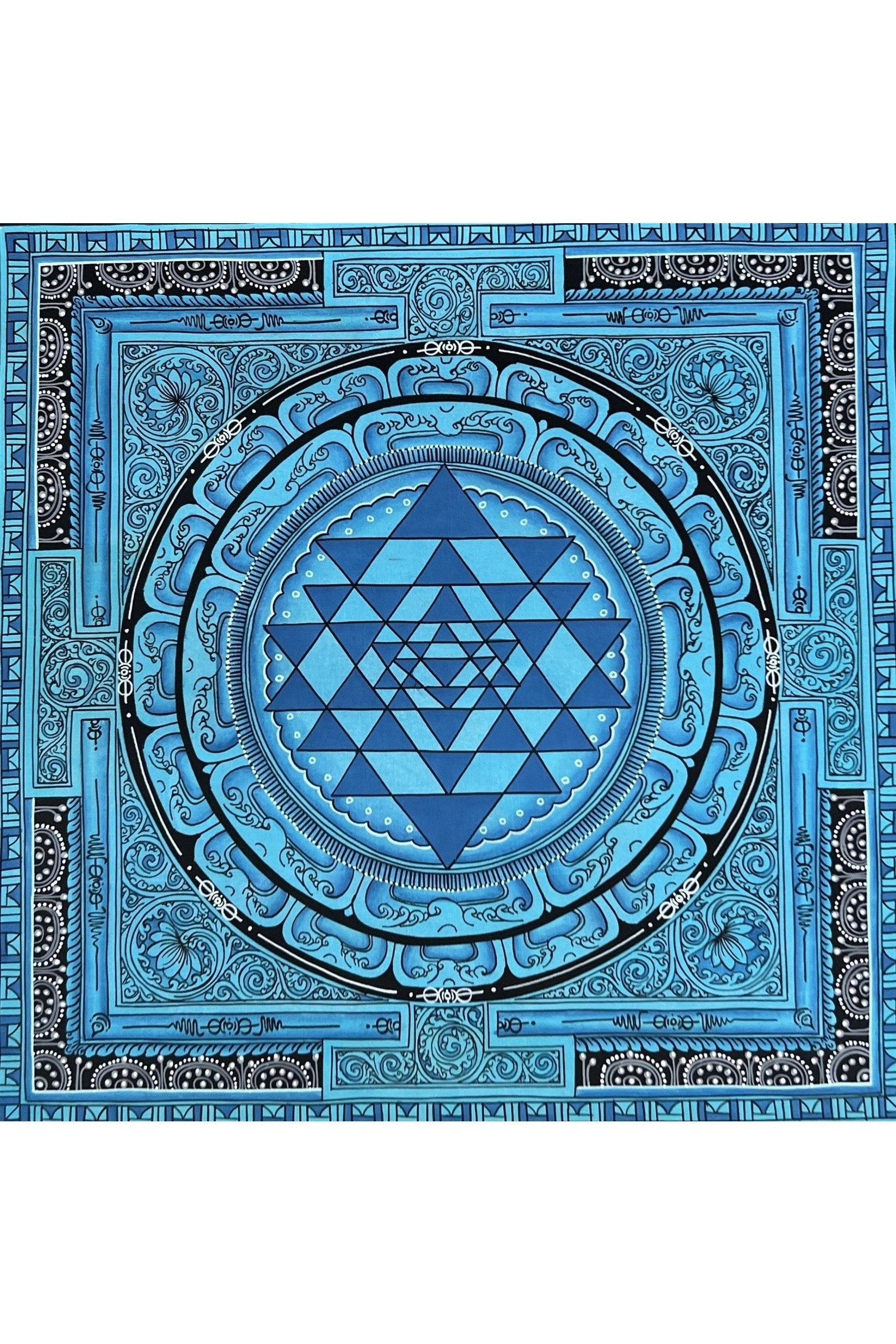 Original ShriYantra/ Shri Yantra/ Shri Chakara Mandala Newari Paubha/Pauva Thangka/Hand - Painted Art for Energy Positivity and Good Luck - Tibetan Thangka Art