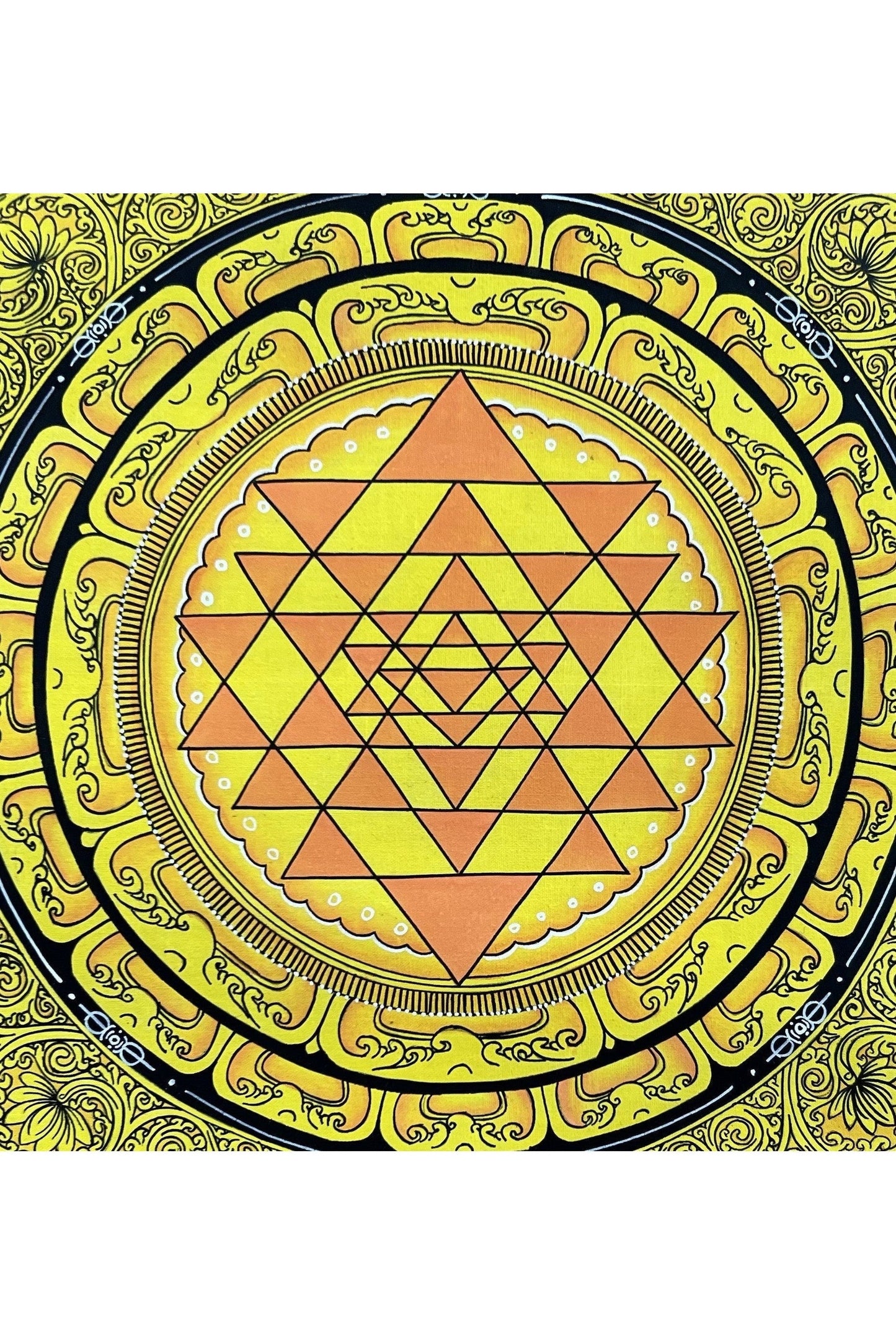 Original ShriYantra/ Shri Yantra/ Shri Chakara Mandala Paubha/Pauva Thangka/Hand - Painted Art for Energy Positivity and Good Luck - Tibetan Thangka Art