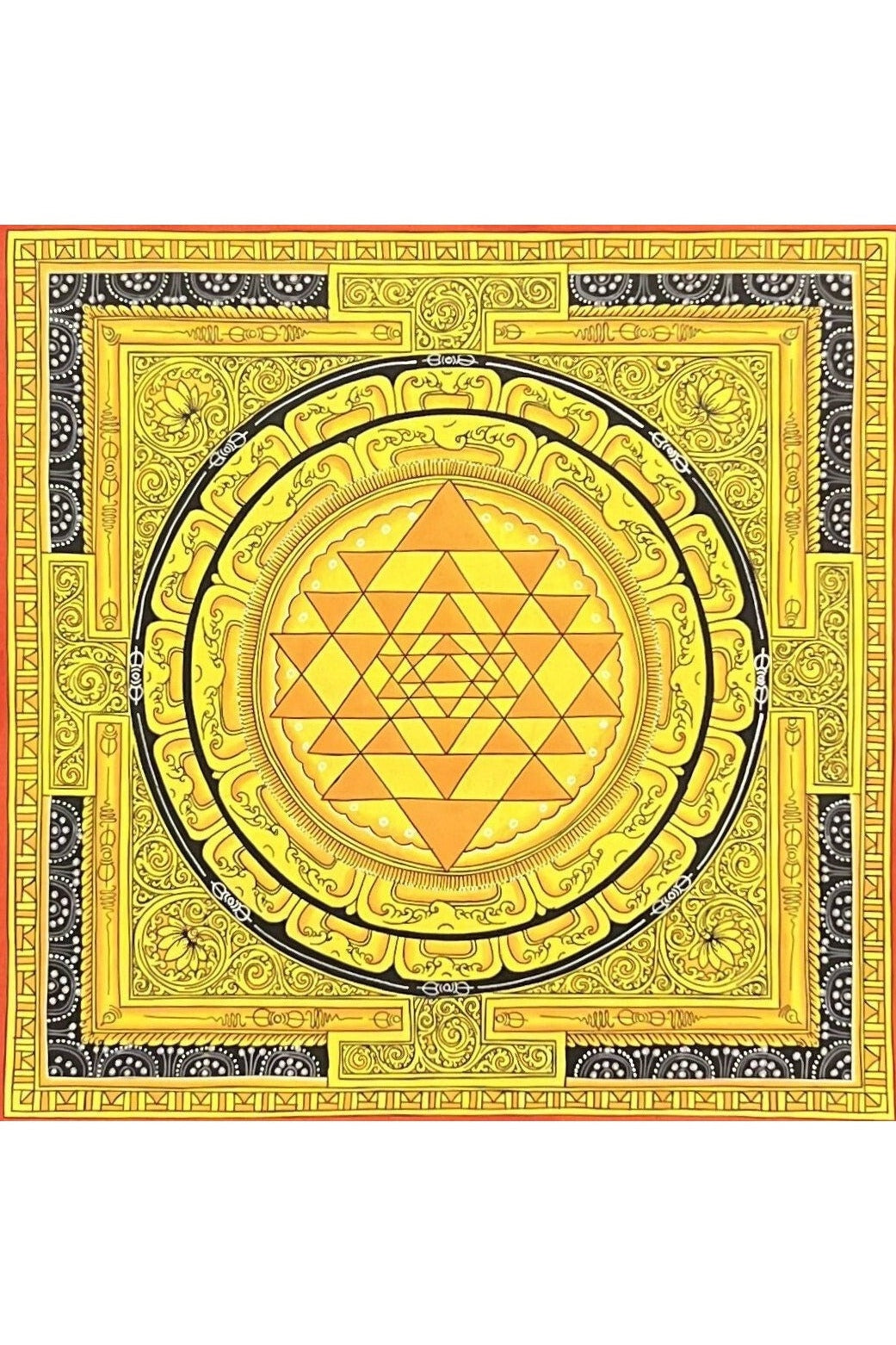 Original ShriYantra/ Shri Yantra/ Shri Chakara Mandala Paubha/Pauva Thangka/Hand - Painted Art for Energy Positivity and Good Luck - Tibetan Thangka Art