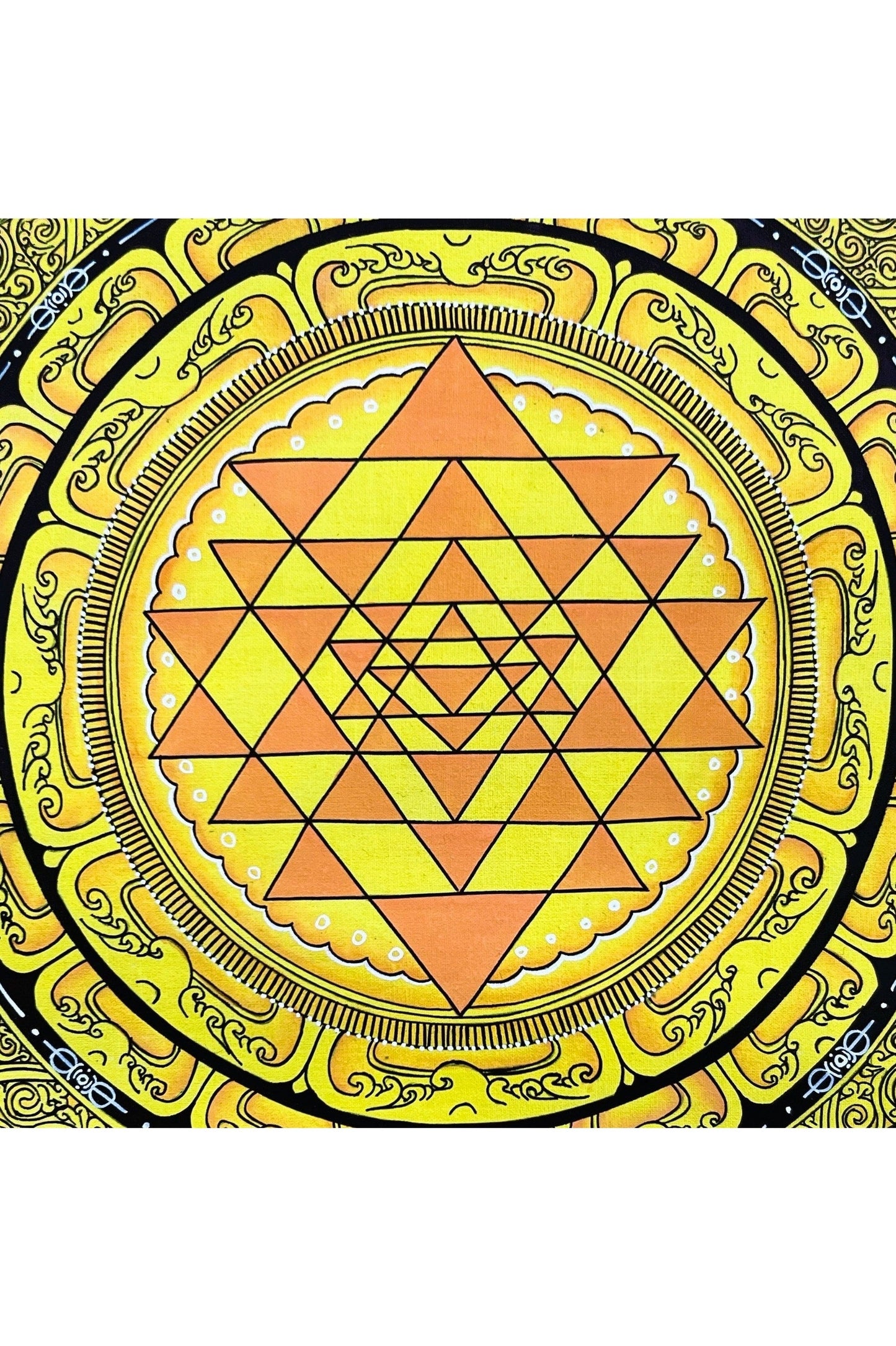 Original ShriYantra/ Shri Yantra/ Shri Chakara Mandala Paubha/Pauva Thangka/Hand - Painted Art for Energy Positivity and Good Luck - Tibetan Thangka Art