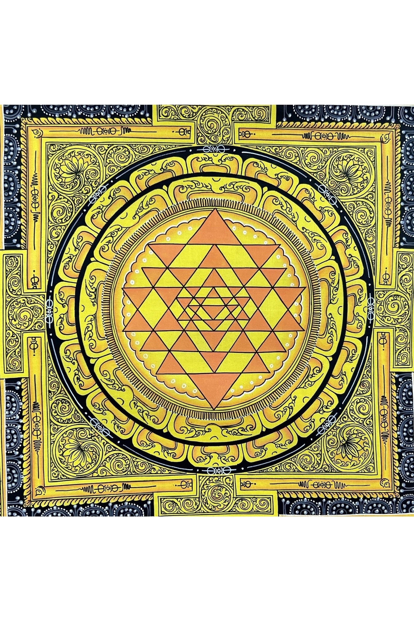 Original ShriYantra/ Shri Yantra/ Shri Chakara Mandala Paubha/Pauva Thangka/Hand - Painted Art for Energy Positivity and Good Luck - Tibetan Thangka Art