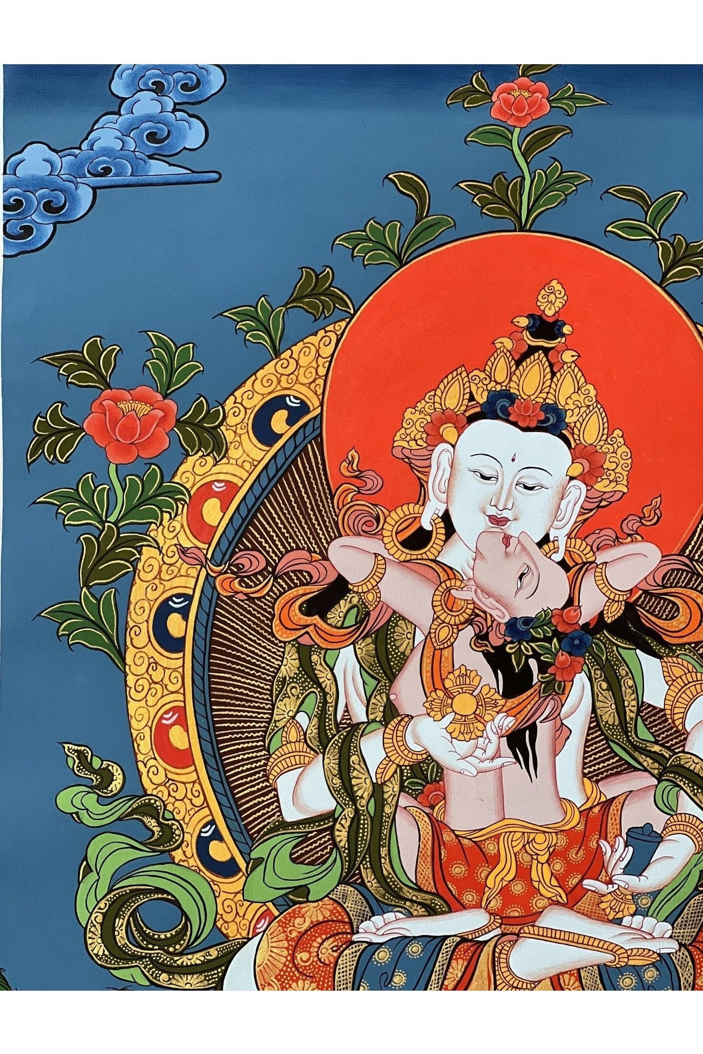 Original Vajrasattva Shakti in YabYum position Master Quality Original Tibetan Thangka Painting Compassion Meditation Art from Nepal - Tibetan Thangka Art