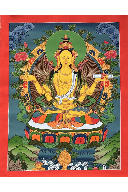 Prajnaparamita/Prajna Paramita Masterpiece Tibetan Thangka Painting Original Hand - Painting/ Meditation Art - Tibetan Thangka Art