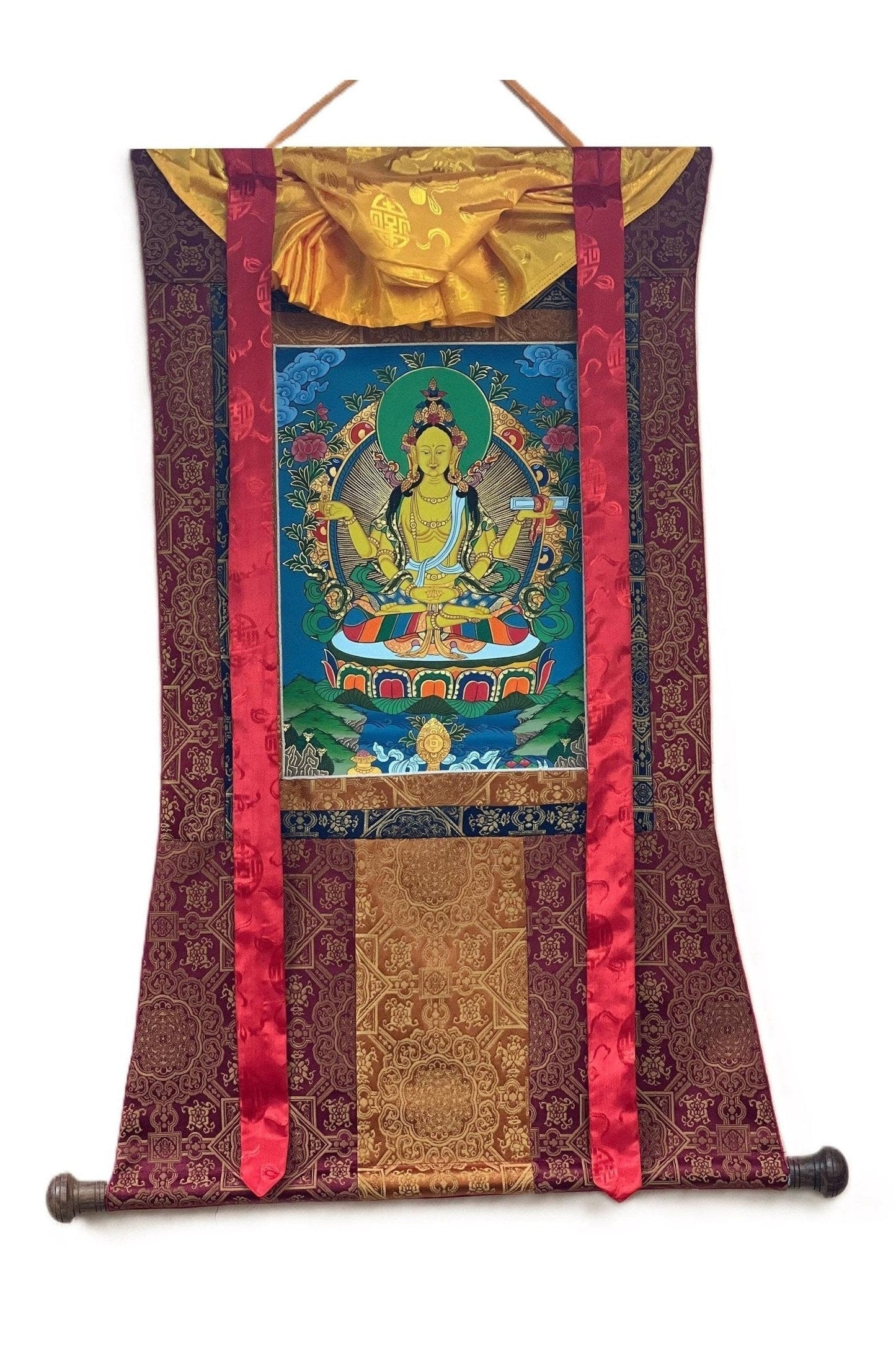 Prajnaparamita/Prajna Paramita Original Masterpiece Tibetan Thangka Painting Meditation Art With High Quality Silk Brocade - Tibetan Thangka Art