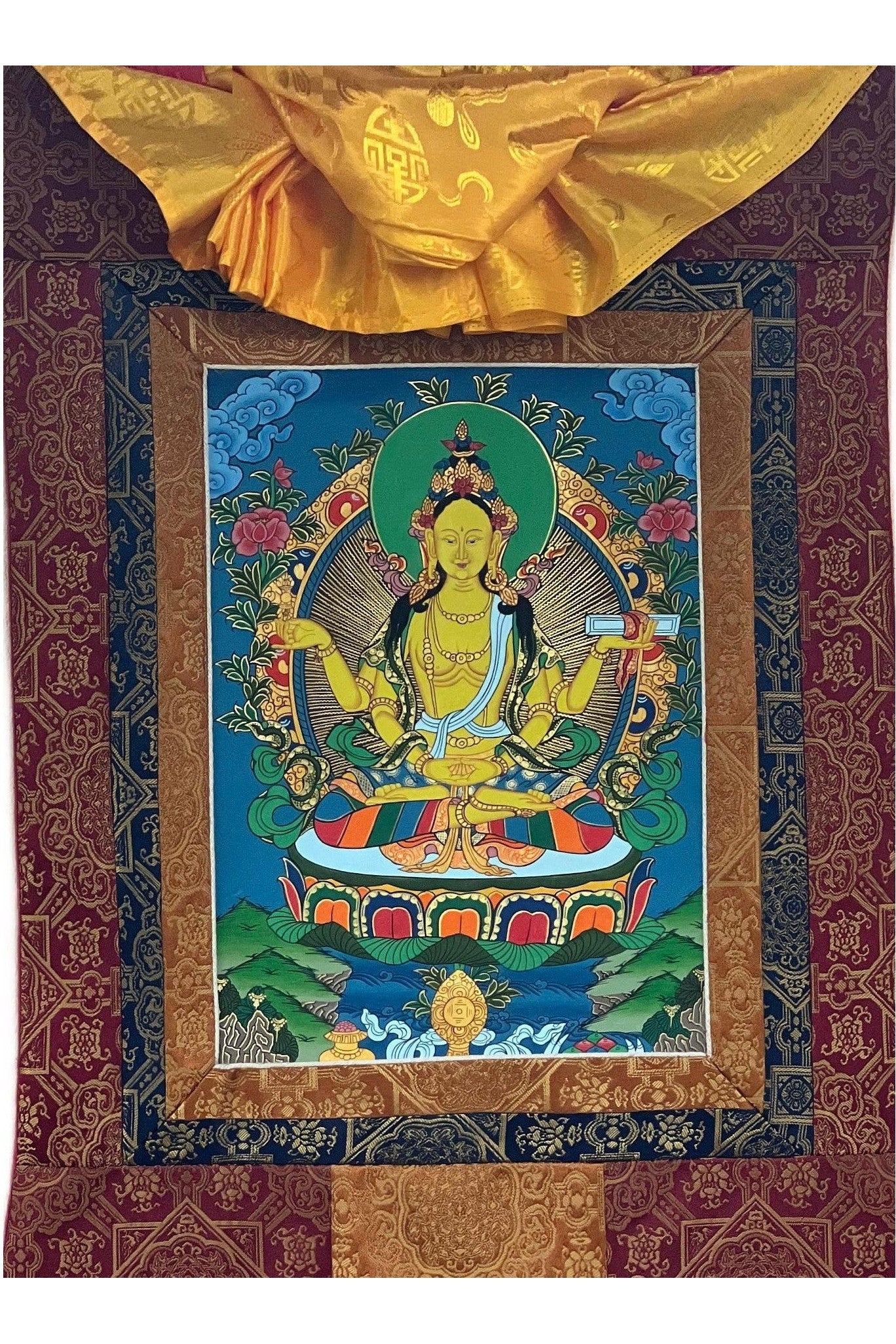 Prajnaparamita/Prajna Paramita Original Masterpiece Tibetan Thangka Painting Meditation Art With High Quality Silk Brocade - Tibetan Thangka Art