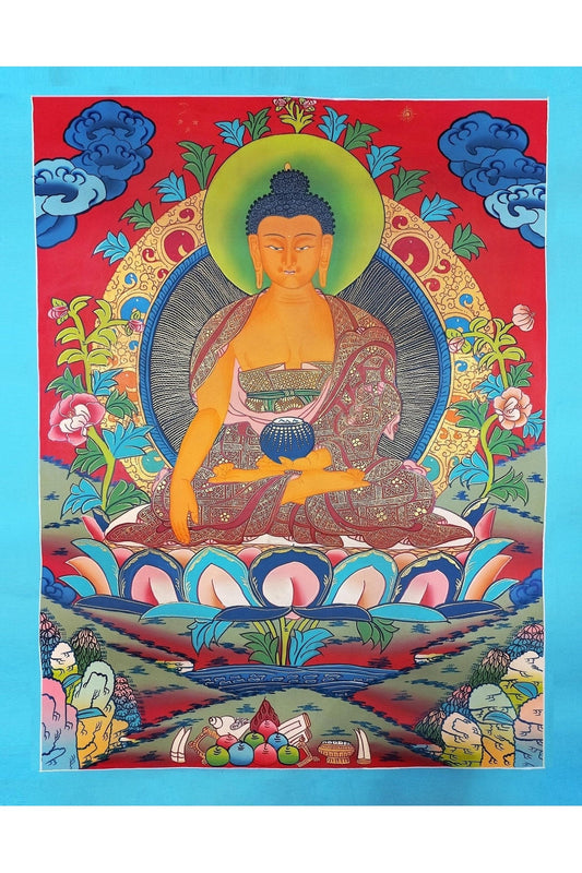 Shakyamuni Buddha/ Siddhartha Gautama High - Quality Masterpiece SMOKY Tibetan Thangka Painting Original Hand - painted Art - Tibetan Thangka Art