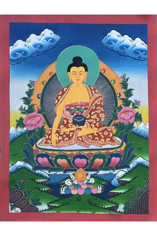 Shakyamuni Buddha/ Siddhartha Gautama Large Masterpiece Hand - painted Tibetan Thangka Painting Original Art on Cotton Canvas - Tibetan Thangka Art