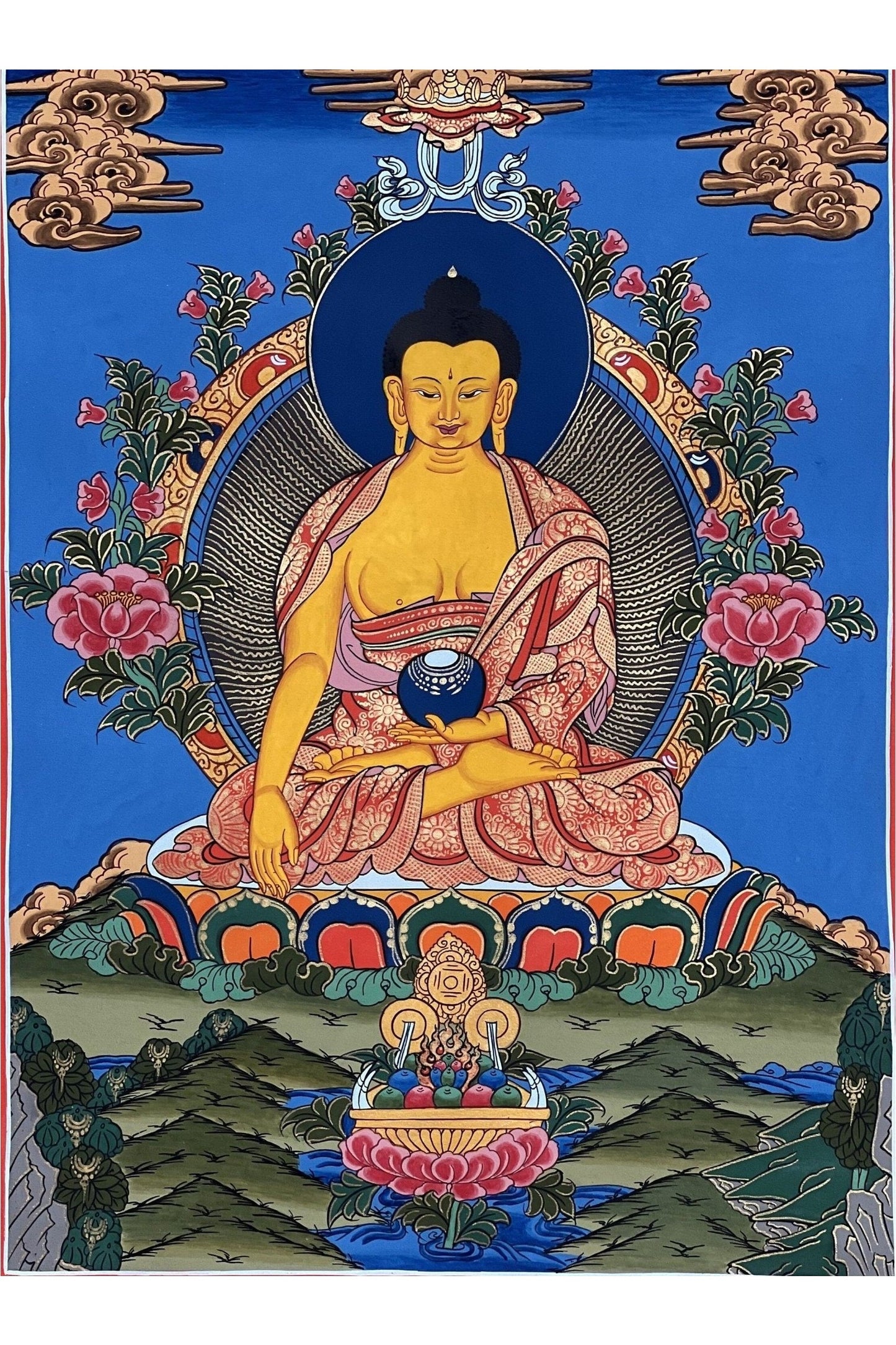 Shakyamuni Buddha/ Siddhartha Gautama Original Masterpiece Tibetan Thangka Painting/ Buddhist Art - Tibetan Thangka Art