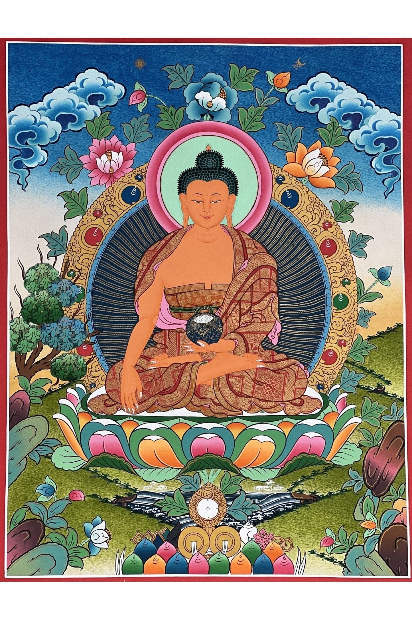 Shakyamuni Buddha/Siddhartha Gautama Master Quality Tibetan Thangka Painting/ Original Hand - Painted Art on Canvas - Tibetan Thangka Art