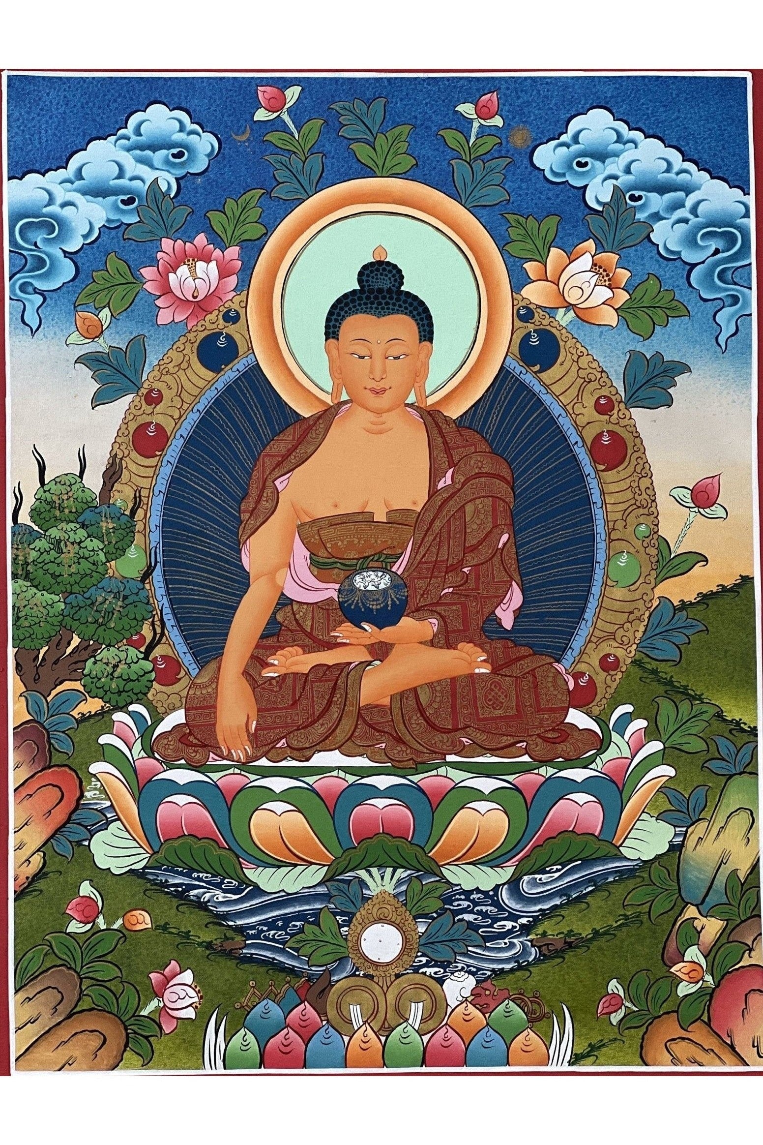 Shakyamuni Buddha/Siddhartha Gautama Master Quality Tibetan Thangka Painting/ Original Hand - Painted Art on Canvas - Tibetan Thangka Art