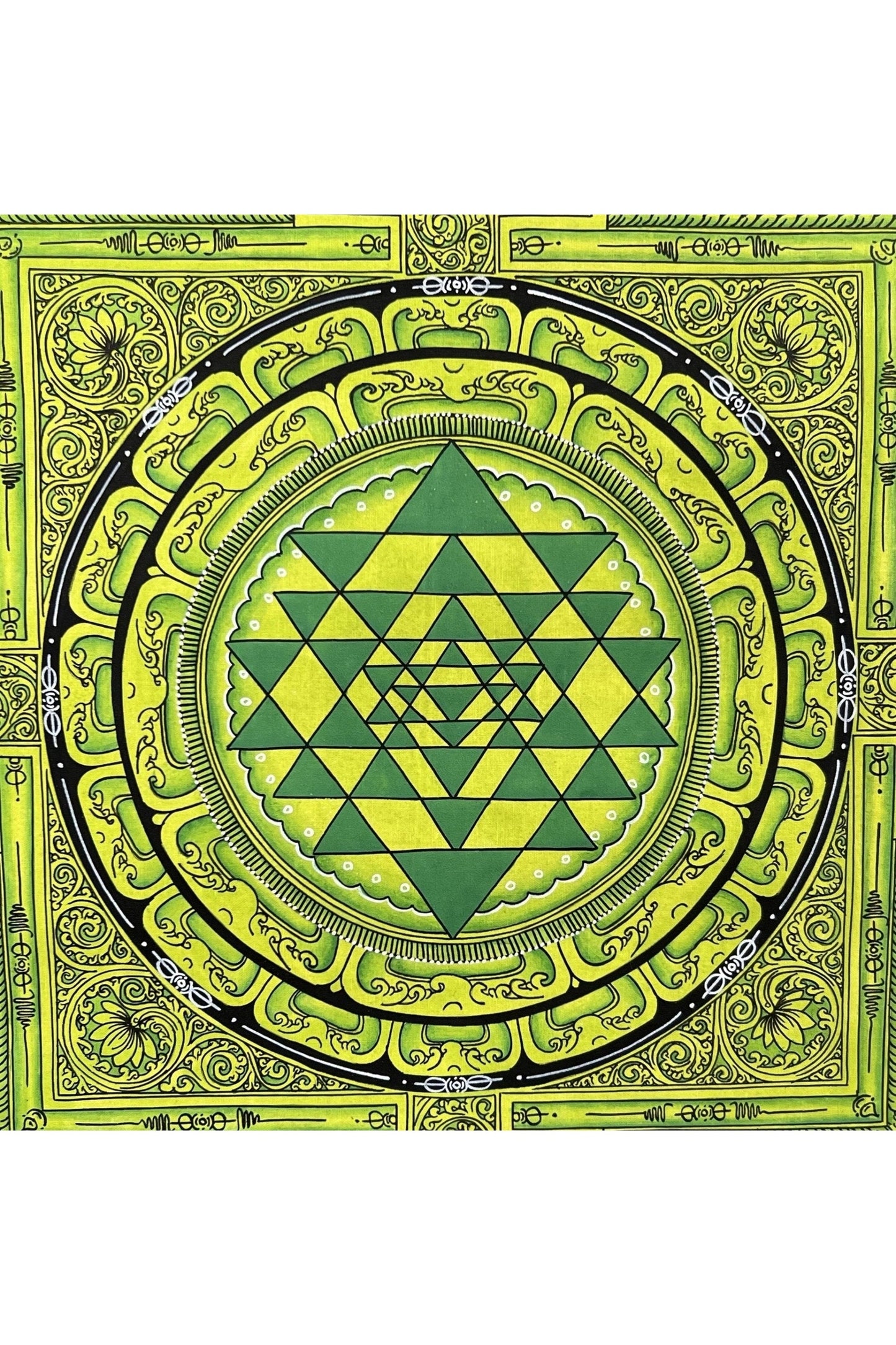 ShriYantra/ Shri Yantra/ Shri Chakara Mandala Newari Paubha/Pauva Thangka Original Hand - Painted Art for Energy Positivity and Good Luck - Tibetan Thangka Art