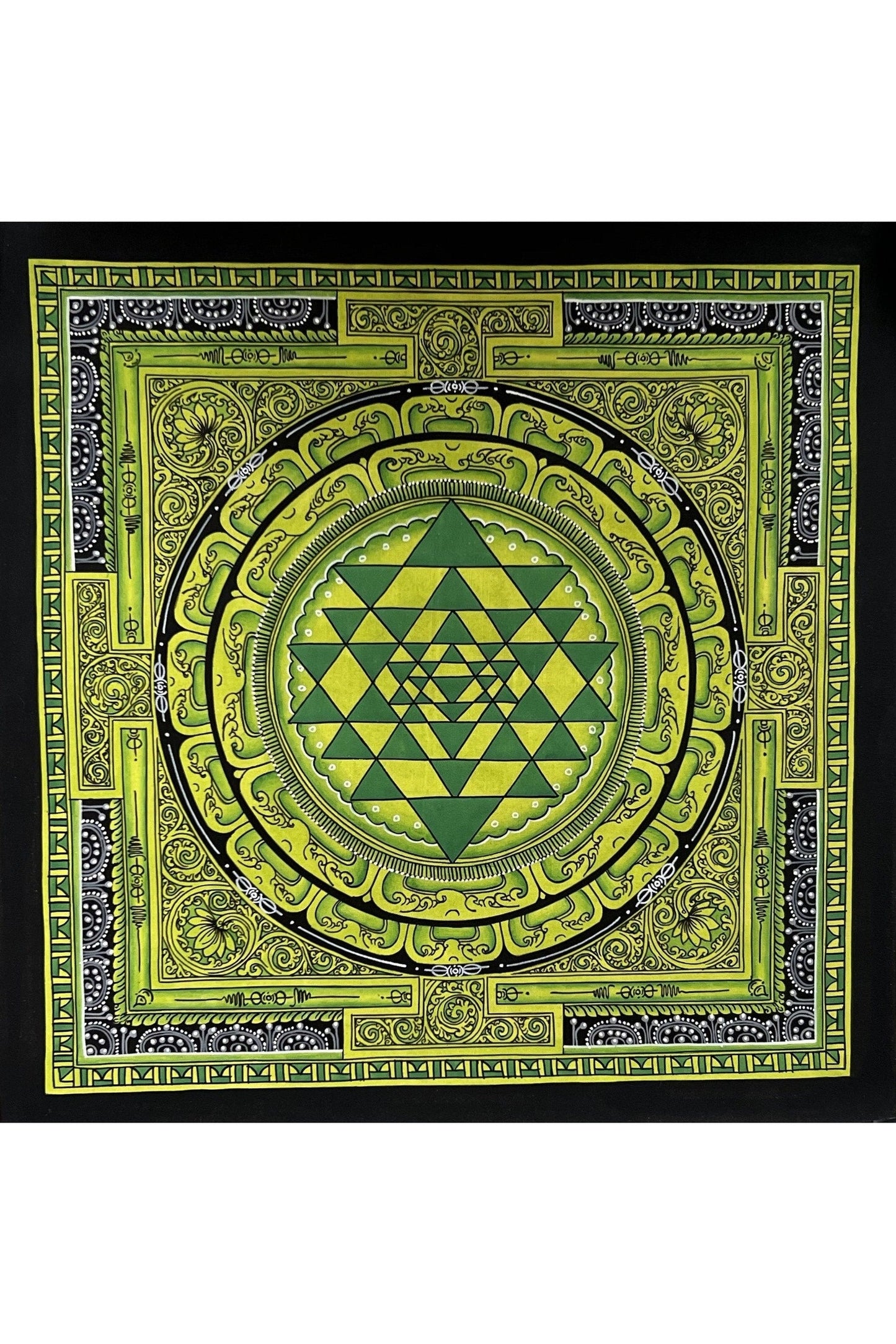 ShriYantra/ Shri Yantra/ Shri Chakara Mandala Newari Paubha/Pauva Thangka Original Hand - Painted Art for Energy Positivity and Good Luck - Tibetan Thangka Art