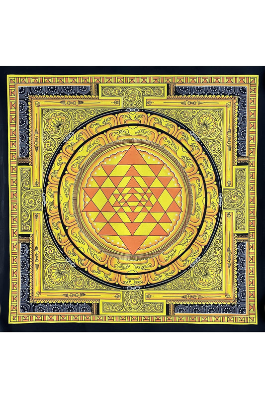 Sriyantra/ Sri Yantra/ Shri Yantra/ Mandala Original Masterpiece Newari Paubha/ Pauva Thangka Painting for Energy Positivity and Wealth - Tibetan Thangka Art