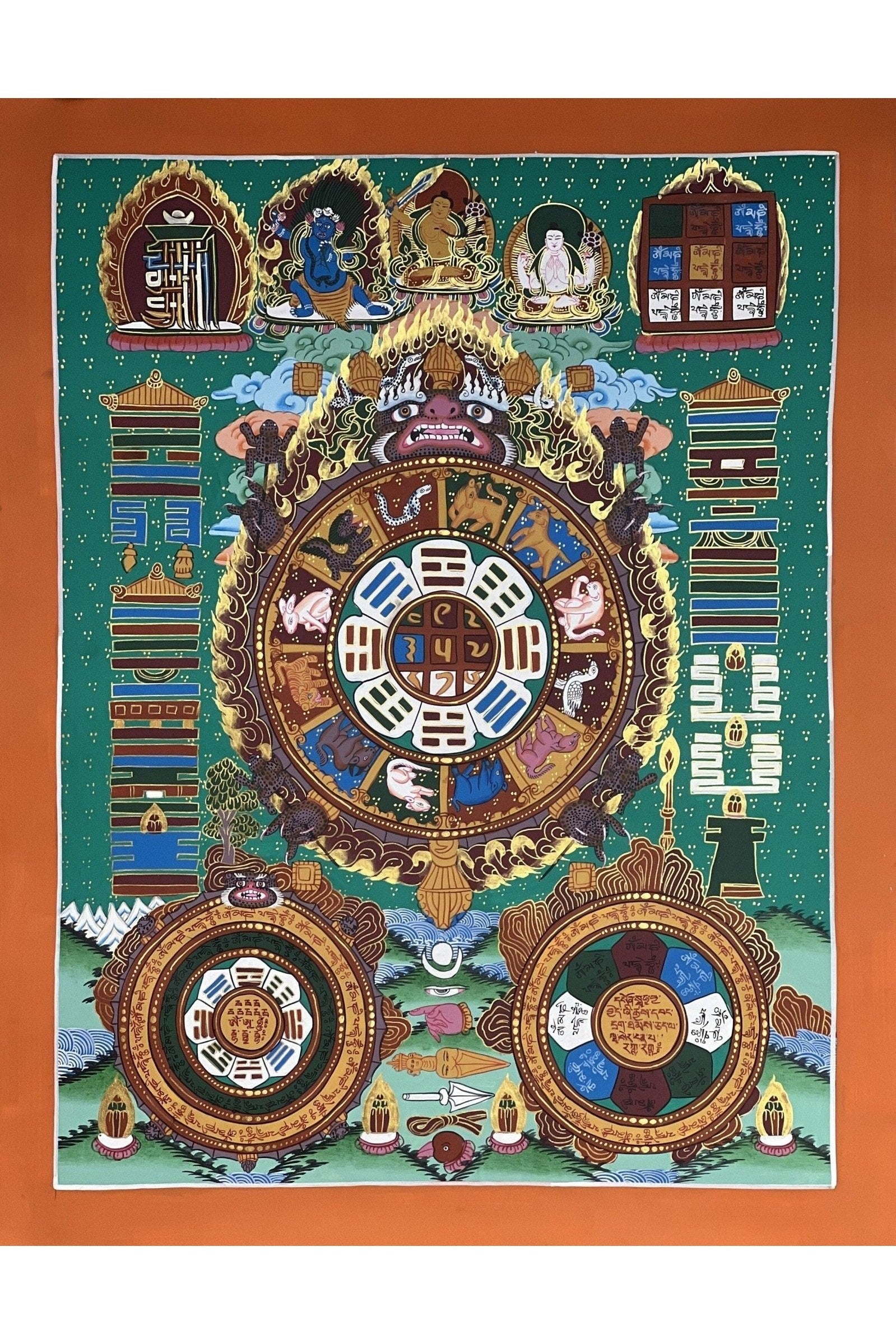 Tibetan Astrology Calander Thangka/ Lunar Calander High - Quality Masterpiece Original Thangka Painting - Tibetan Thangka Art