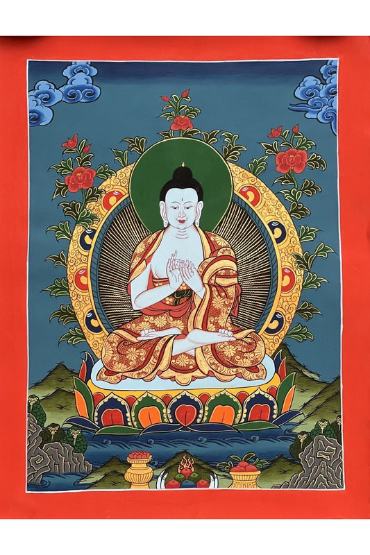 Vairocana Buddha/ Dhyani ( Meditating) Buddha Original Masterpiece Tibetan Thangka Painting/ Meditation Art - Tibetan Thangka Art