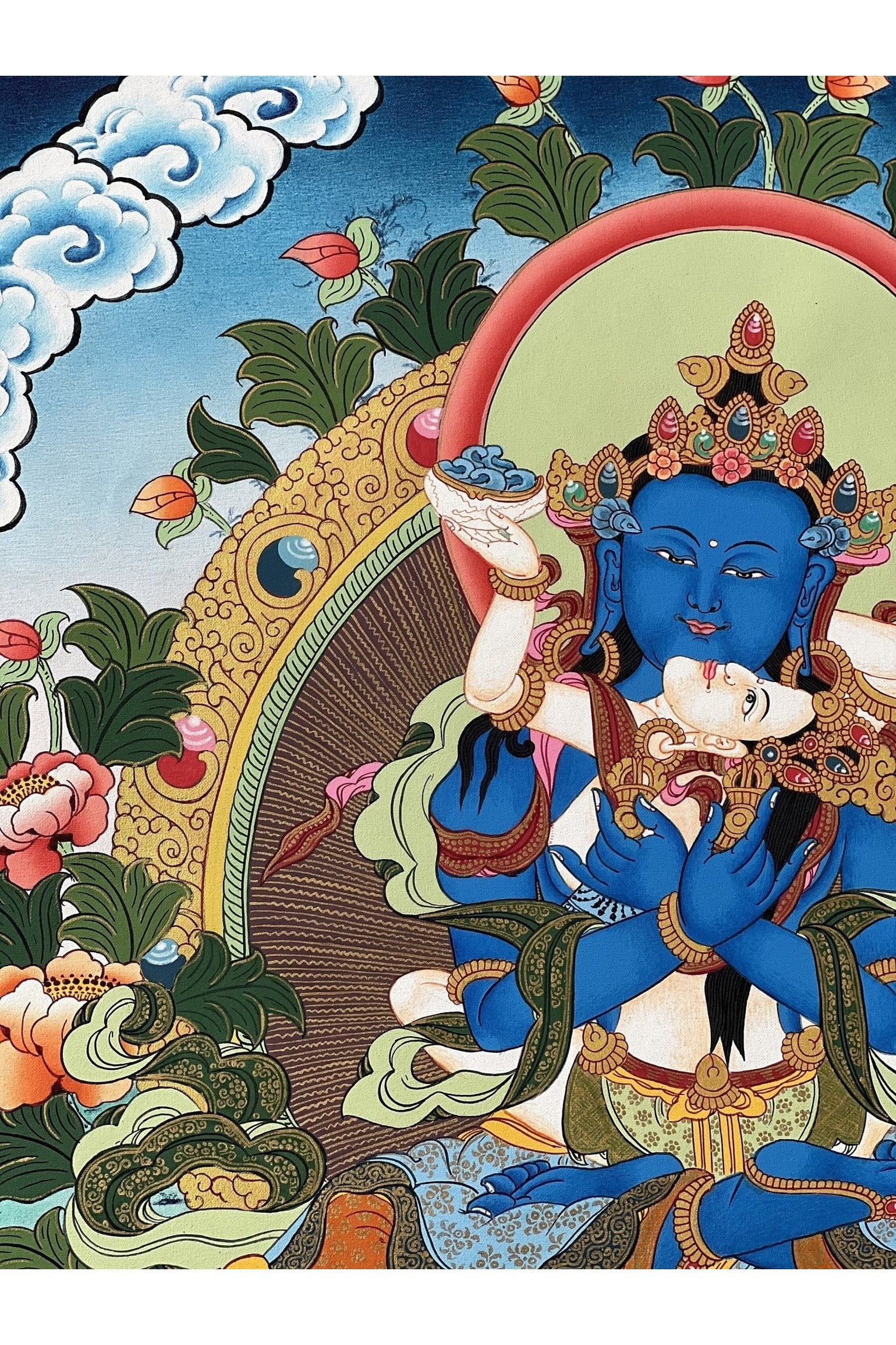 Vajradhara with Shakti Prajnaparamita Yab - Yum High - Quality Masterpiece Tibetan Thangka Painting, Original Art - Tibetan Thangka Art