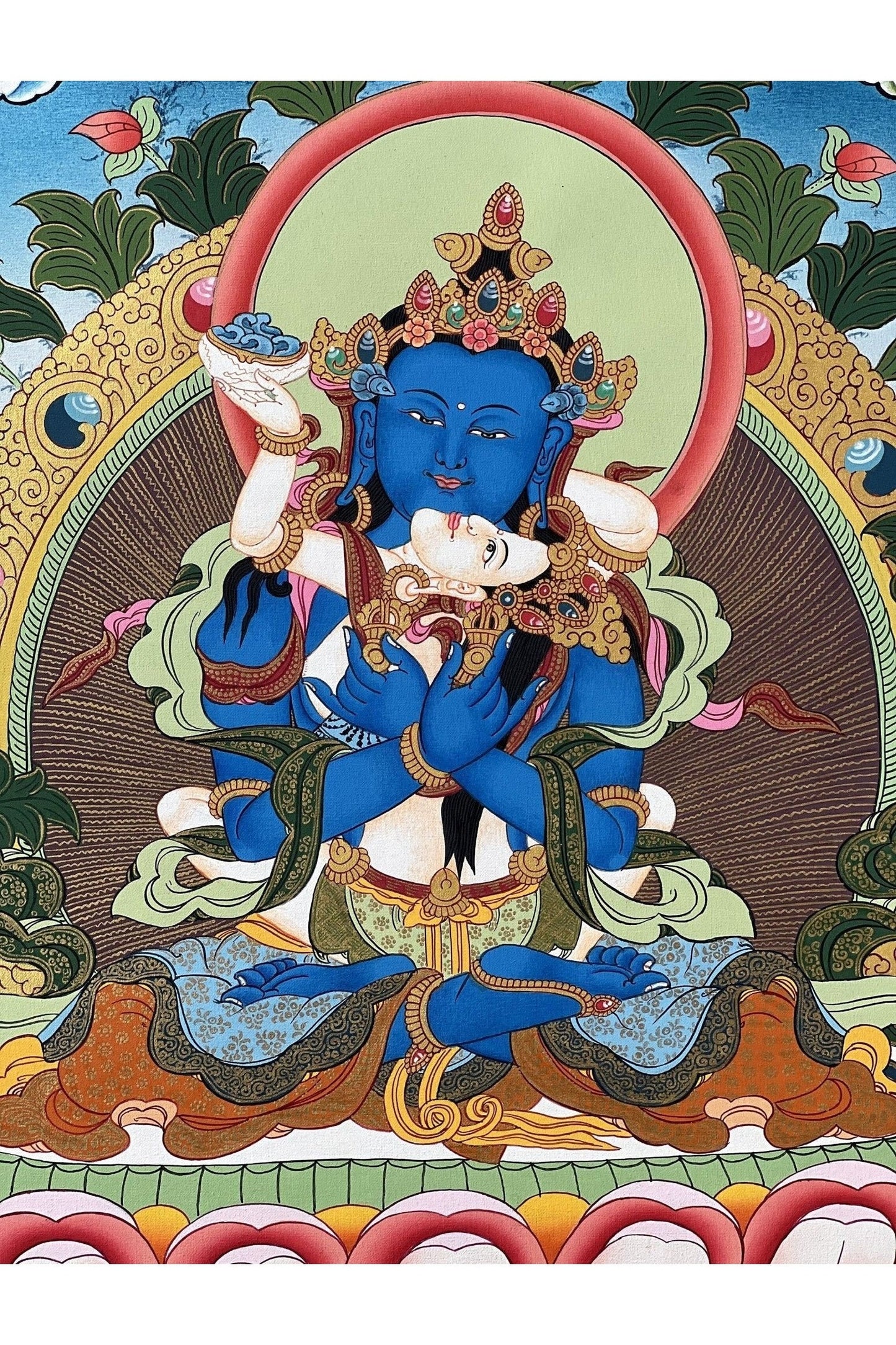 Vajradhara with Shakti Prajnaparamita Yab - Yum High - Quality Masterpiece Tibetan Thangka Painting, Original Art - Tibetan Thangka Art