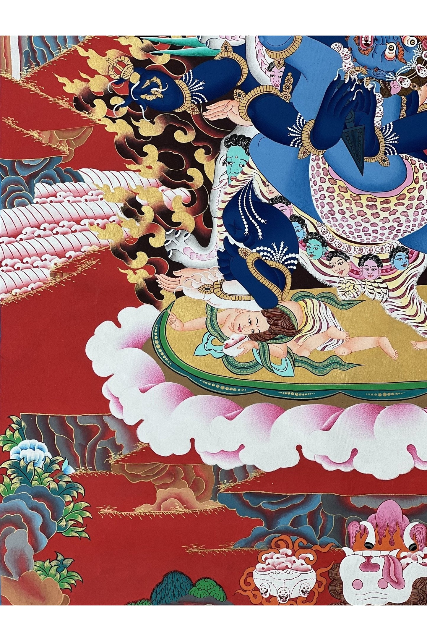 Vajrakilaya/ Dorje Phurba/ with Diptachakra Masterpiece Tibetan Thangka Painting Original Hand - Painted Buddhist Art - Tibetan Thangka Art