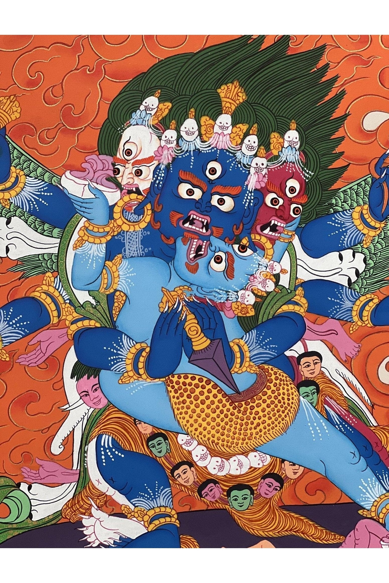 Vajrakilaya/ Dorje Phurba/Phurbakilaya with Diptachakra Large Tibetan Thangka Painting Original Hand - Painted Buddhist Art - Tibetan Thangka Art