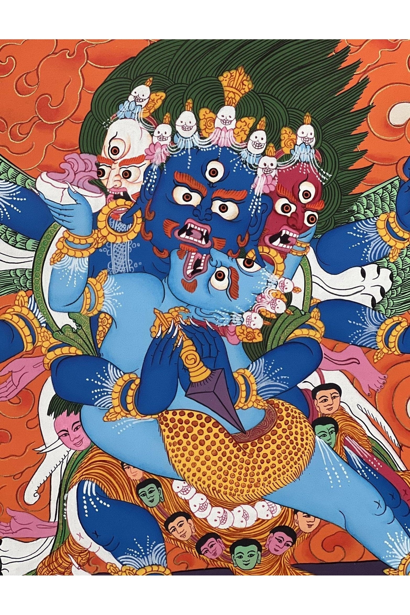 Vajrakilaya/ Dorje Phurba/Phurbakilaya with Diptachakra Large Tibetan Thangka Painting Original Hand - Painted Buddhist Art - Tibetan Thangka Art