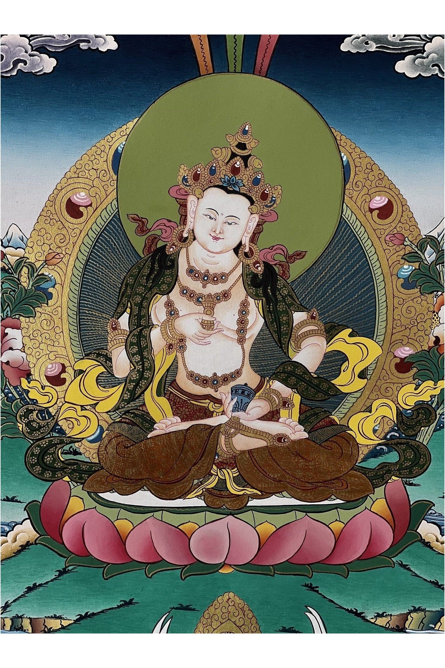 Vajrasattva/ Dorje Sempa/ Dhyani ( Meditating) Buddha/Purification Buddha Master Quality Thangka Painting, Original Art - Tibetan Thangka Art