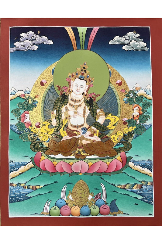 Vajrasattva/ Dorje Sempa/ Dhyani ( Meditating) Buddha/Purification Buddha Master Quality Thangka Painting, Original Art - Tibetan Thangka Art