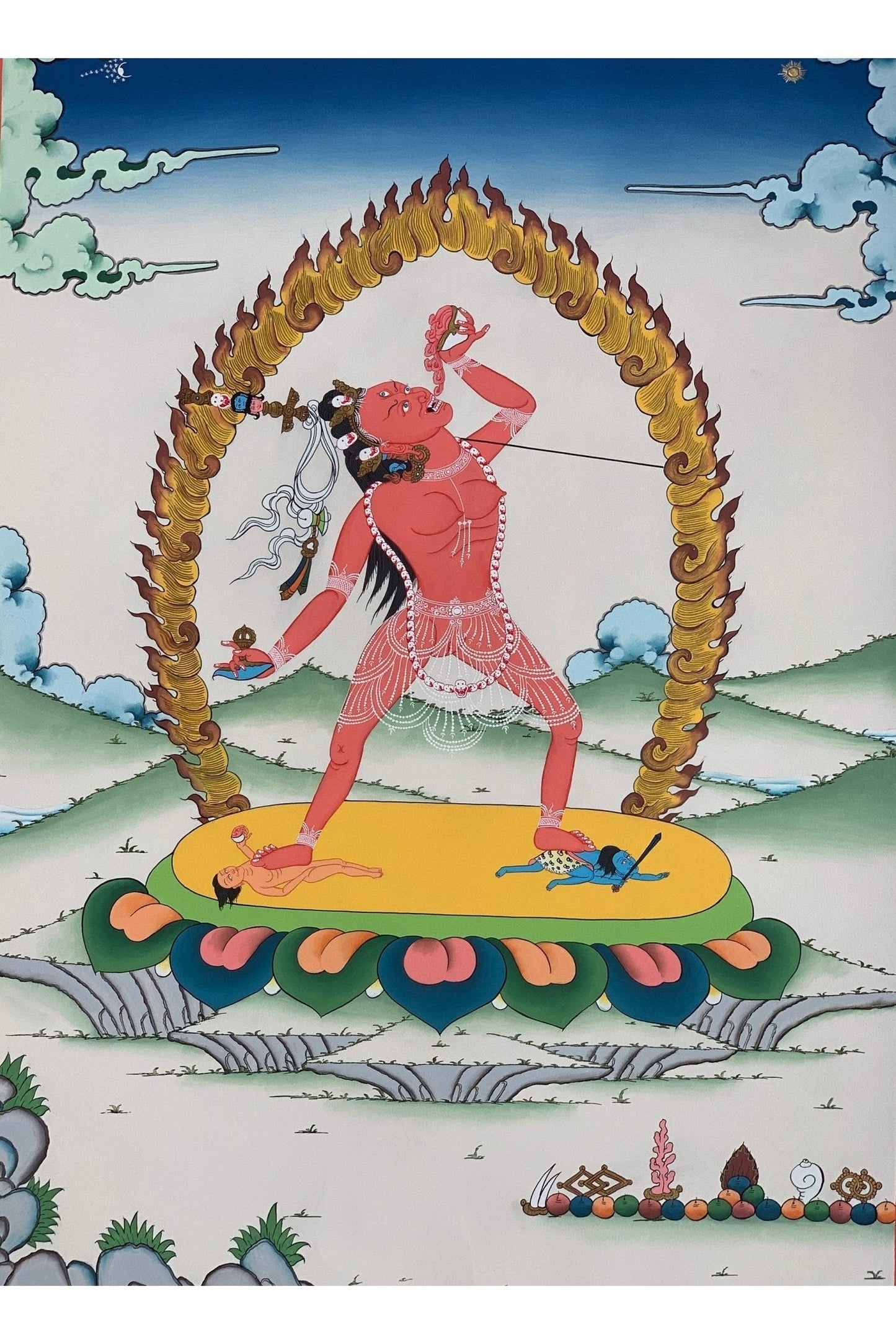 Vajrayoginī/ Yogini/ Dorje Neljorma/ Female Buddha, Masterpiece Gold Original Hand painted Tibetan Thangka/ Meditation/Tantra Art - Tibetan Thangka Art