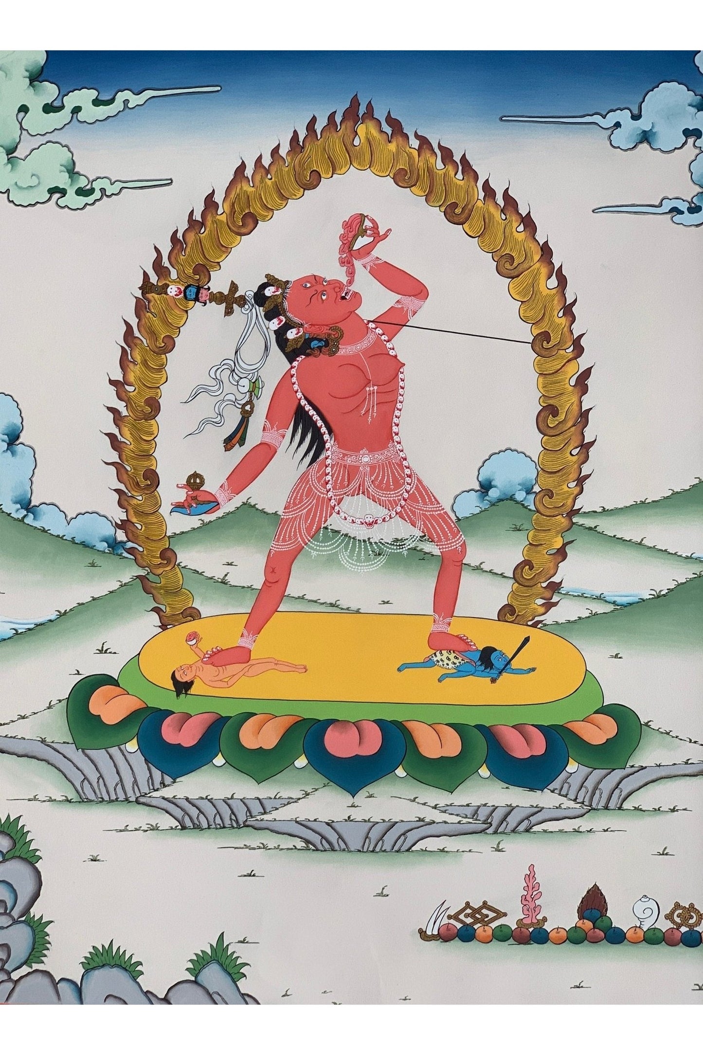 Vajrayoginī/ Yogini/ Dorje Neljorma/ Female Buddha, Masterpiece Gold Original Hand painted Tibetan Thangka/ Meditation/Tantra Art - Tibetan Thangka Art