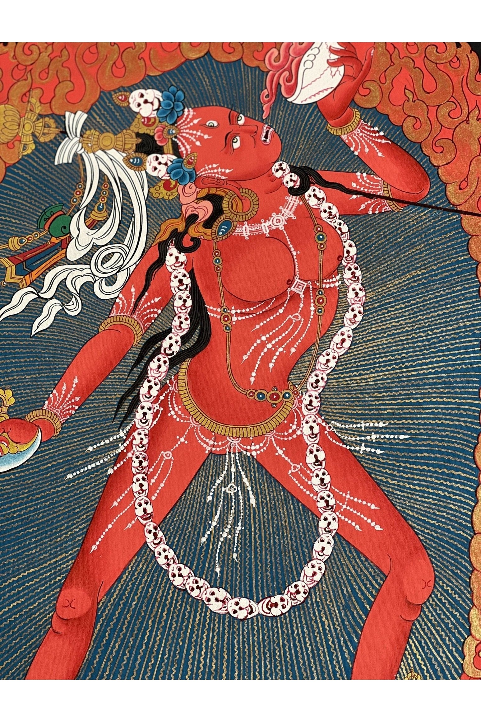 Vajrayoginī/ Yogini/ Jogini/ Dorje Neljorma Tantric Female Buddha Tibetan Thangka Painting Original Healing Art - Tibetan Thangka Art