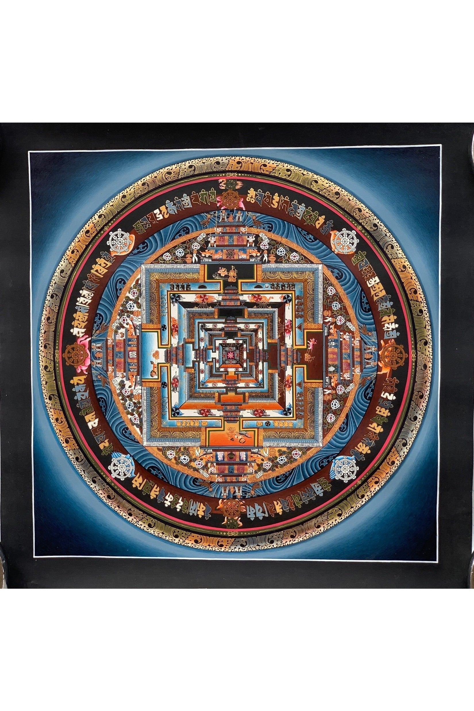 Wheel of Life, Kalachakra Mandala, Fine Quality, Master Quality Thangka Painting, Original Art 14 x 14 Inch - Tibetan Thangka Art