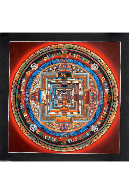 Wheel of Life, Kalachakra Mandala, Fine Quality, Master Quality Thangka Painting, Original Art 14 x 14 Inch - Tibetan Thangka Art