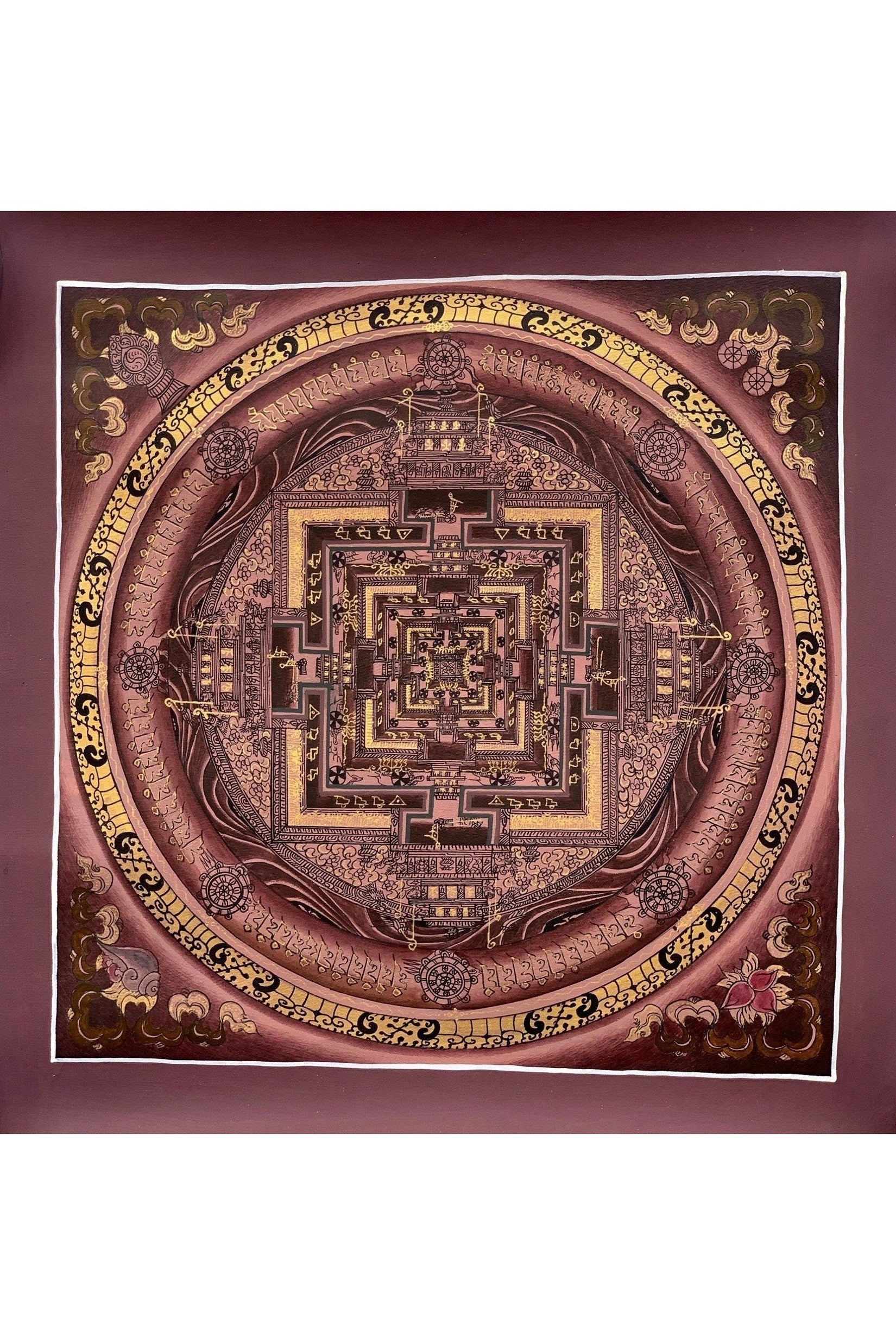 Wheel of Life, Kalachakra Mandala, High Quality, Thangka Painting, Original Art 13 x 13 Inch - Tibetan Thangka Art