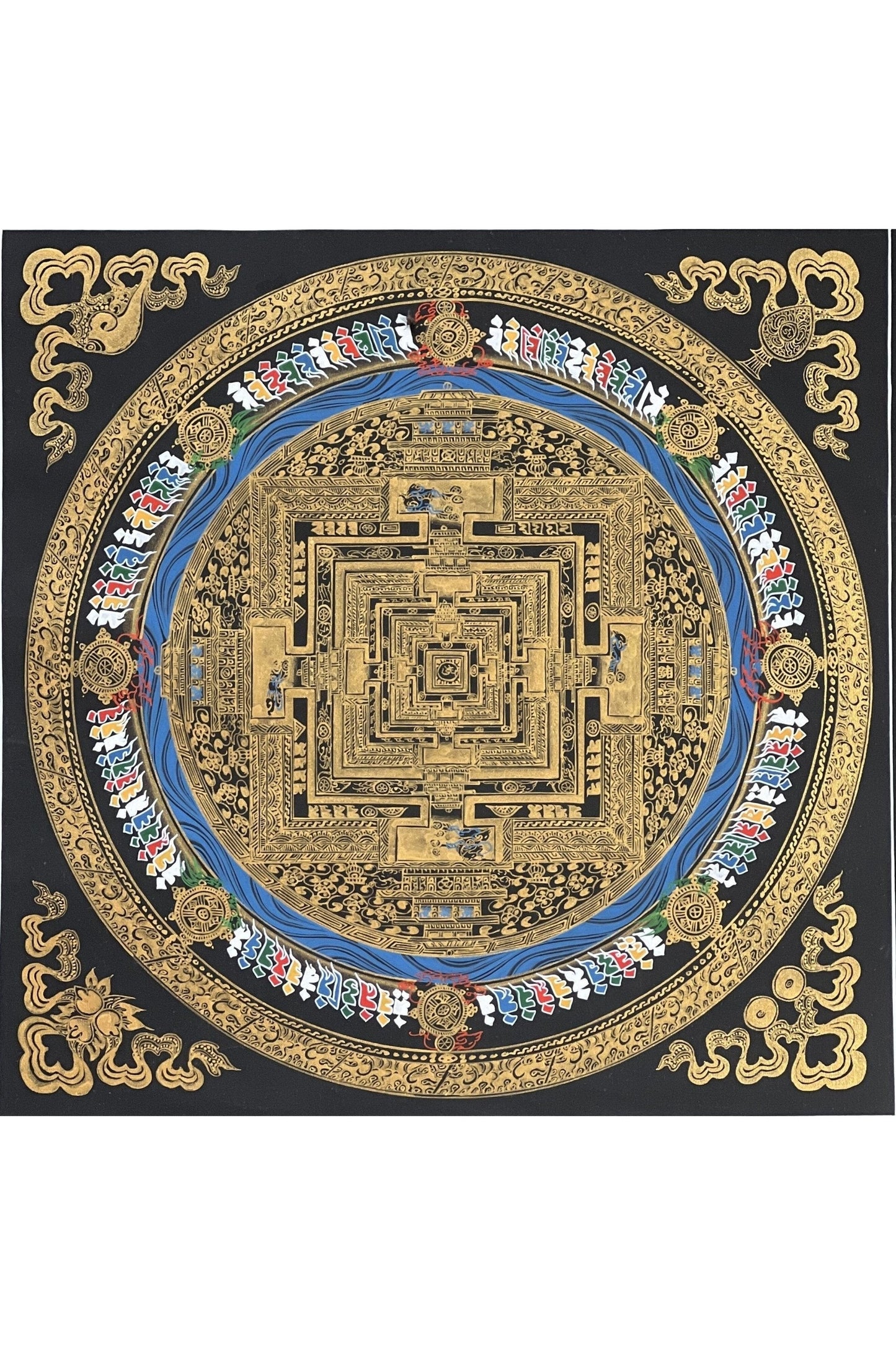 Wheel of Life/ Kalachakra Mandala Original Masterpiece Black and Gold Original Tibetan Thangka Painting /Wall Hanging - Tibetan Thangka Art