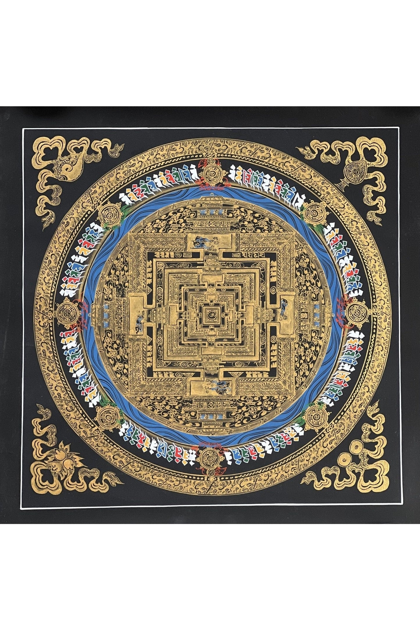 Wheel of Life/ Kalachakra Mandala Original Masterpiece Black and Gold Original Tibetan Thangka Painting /Wall Hanging - Tibetan Thangka Art