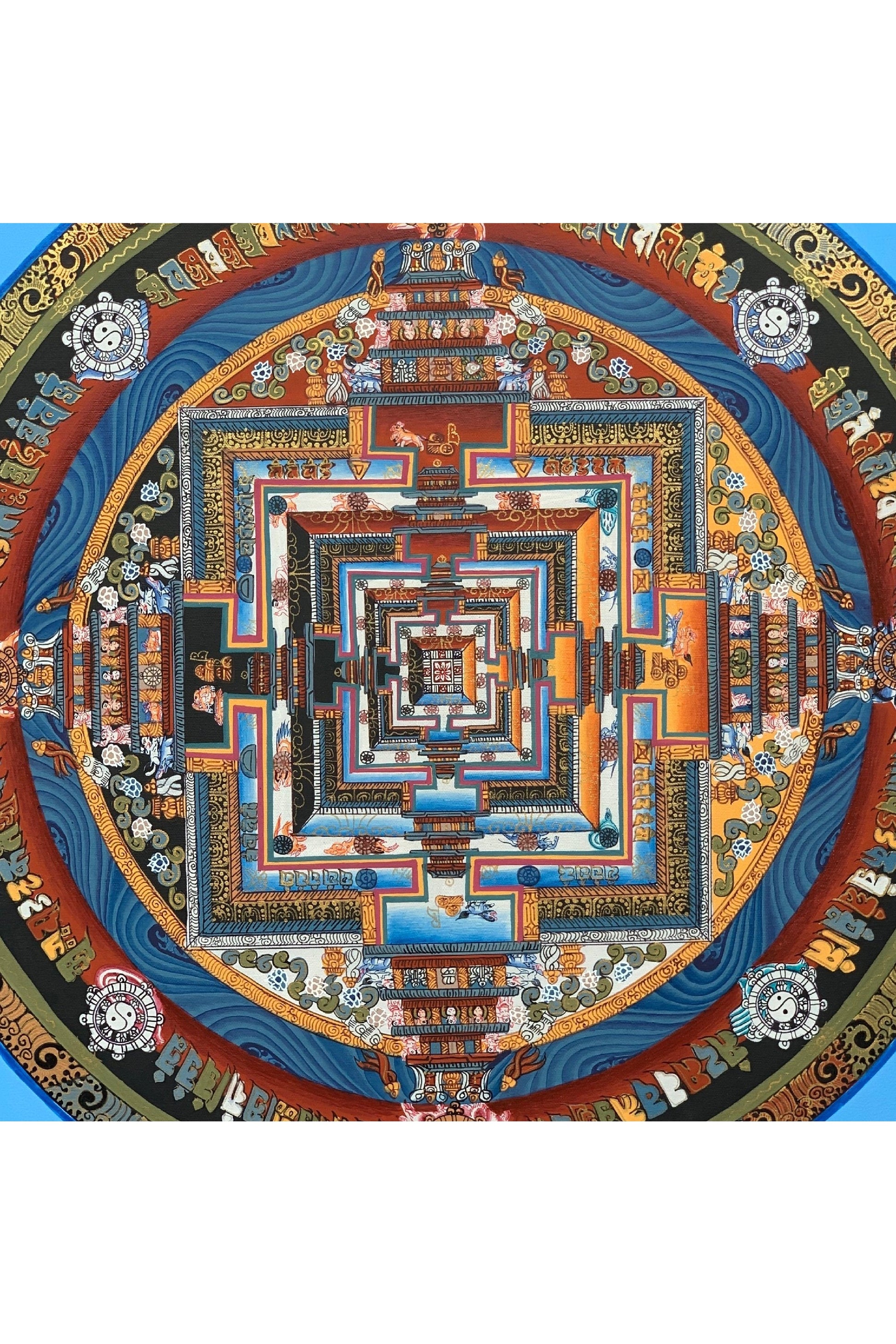 Wheel of Life, Kalachakra Mandala Original Tibetan Thangka Painting Sacred Meditation Art - Tibetan Thangka Art