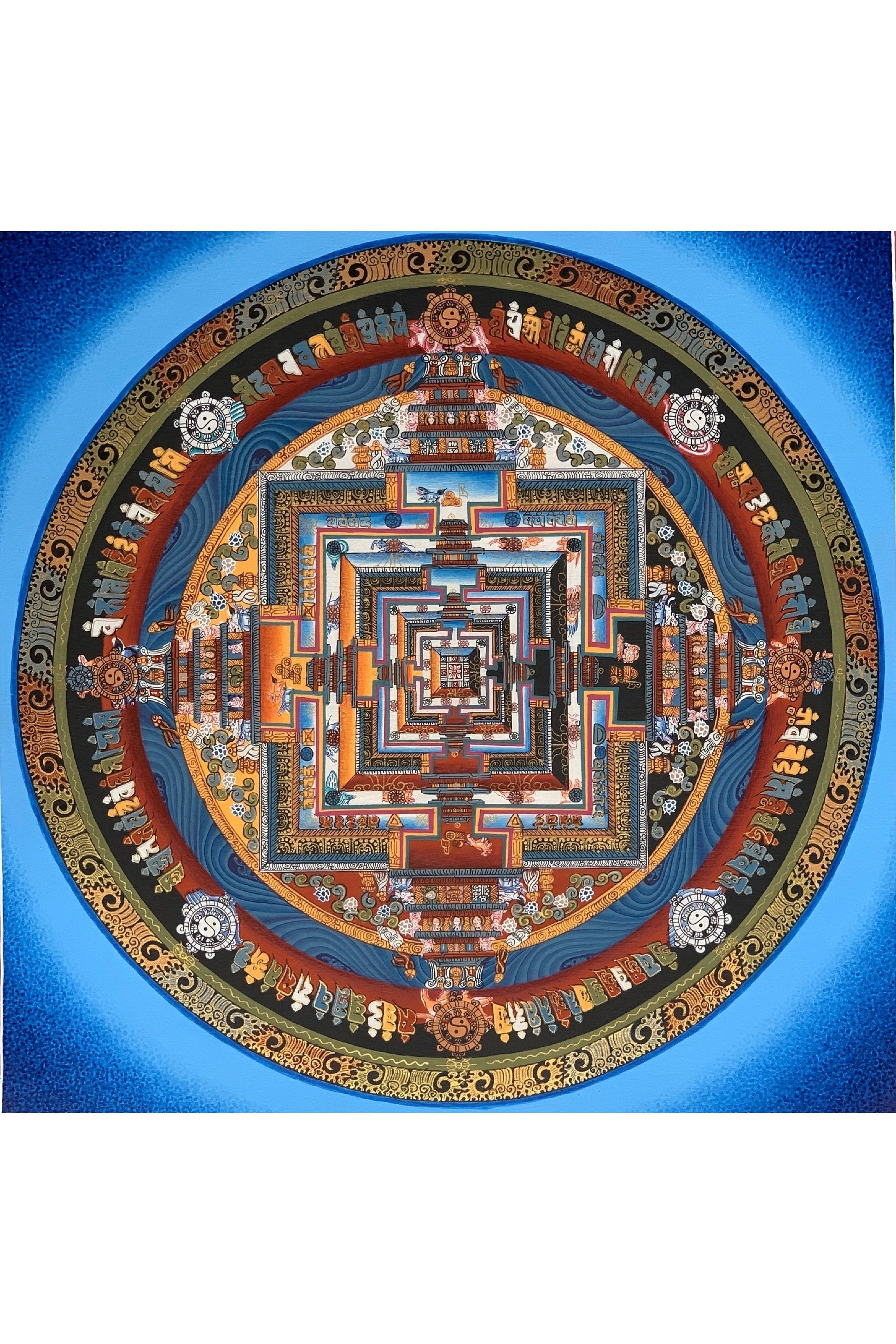 Wheel of Life, Kalachakra Mandala Original Tibetan Thangka Painting Sacred Meditation Art - Tibetan Thangka Art