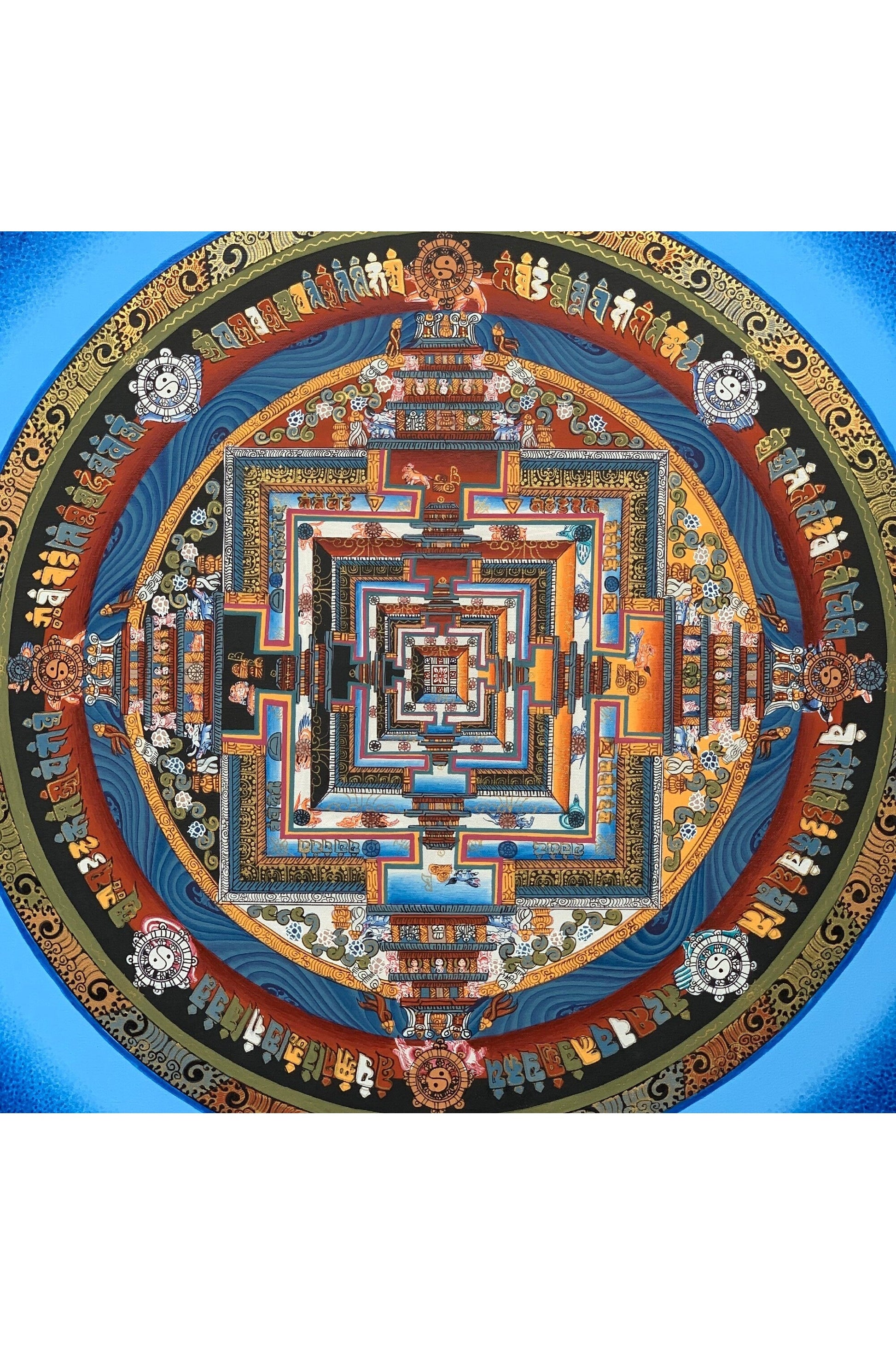 Wheel of Life, Kalachakra Mandala Original Tibetan Thangka Painting Sacred Meditation Art - Tibetan Thangka Art