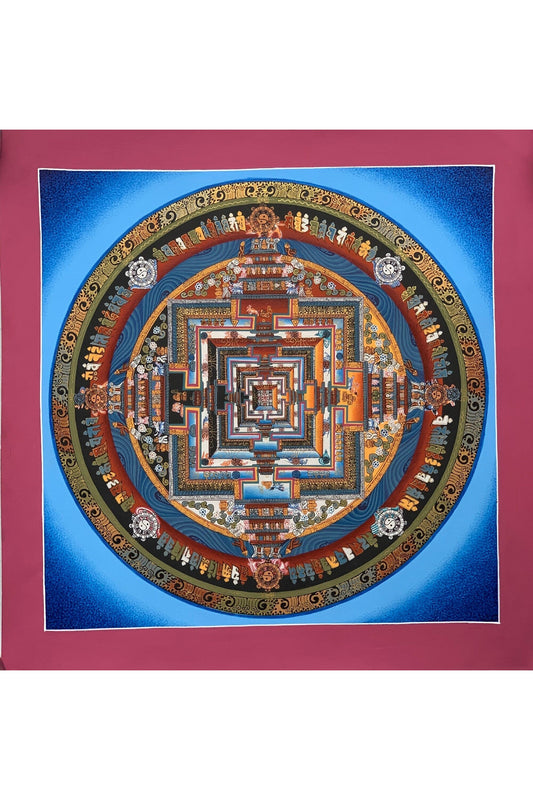 Wheel of Life, Kalachakra Mandala Original Tibetan Thangka Painting Sacred Meditation Art - Tibetan Thangka Art