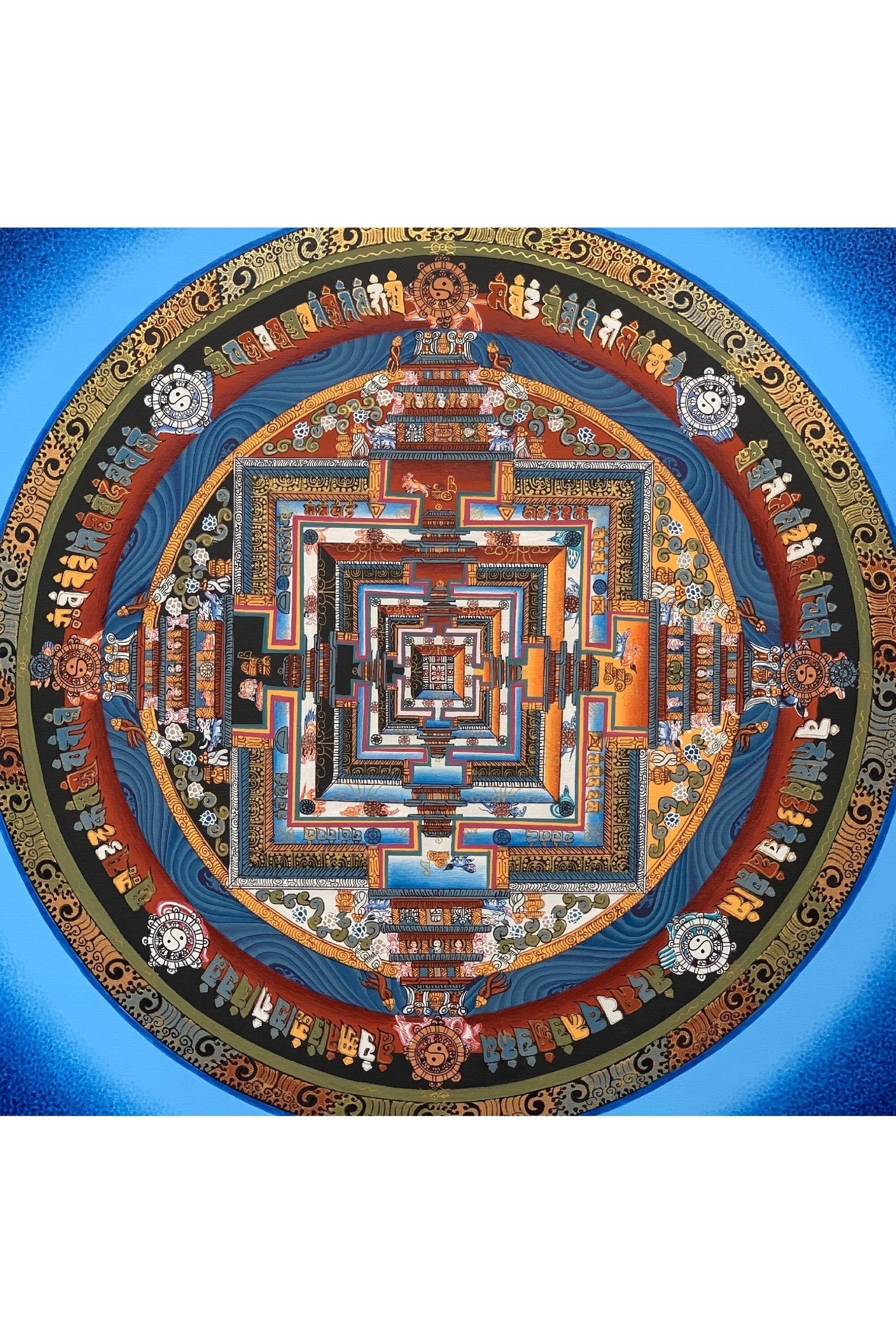 Wheel of Life, Kalachakra Mandala Original Tibetan Thangka Painting Sacred Meditation Art - Tibetan Thangka Art