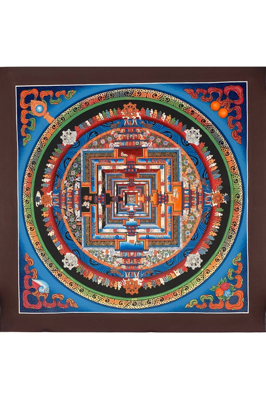 Wheel of Life, Kalachakra Mandala, Thangka Painting, Original Art 13 x 13 Inch - Tibetan Thangka Art