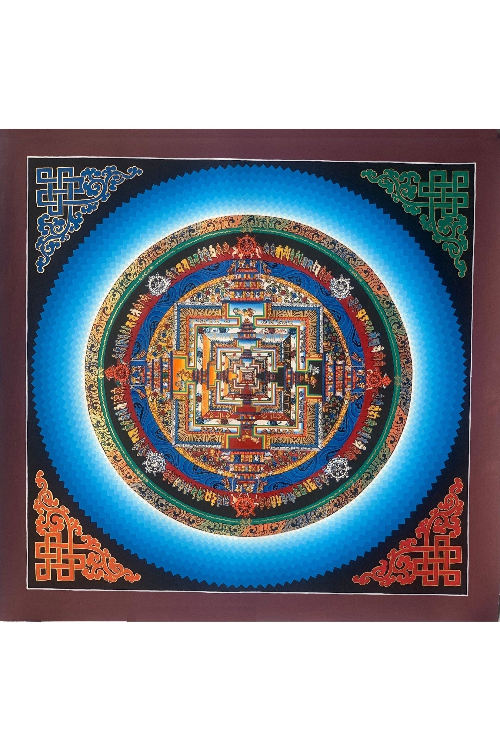 Wheel of Life, Kalachakra, Rainbow, Mandala, Thangka Painting, Original Art 16 x 16 Inch - Tibetan Thangka Art