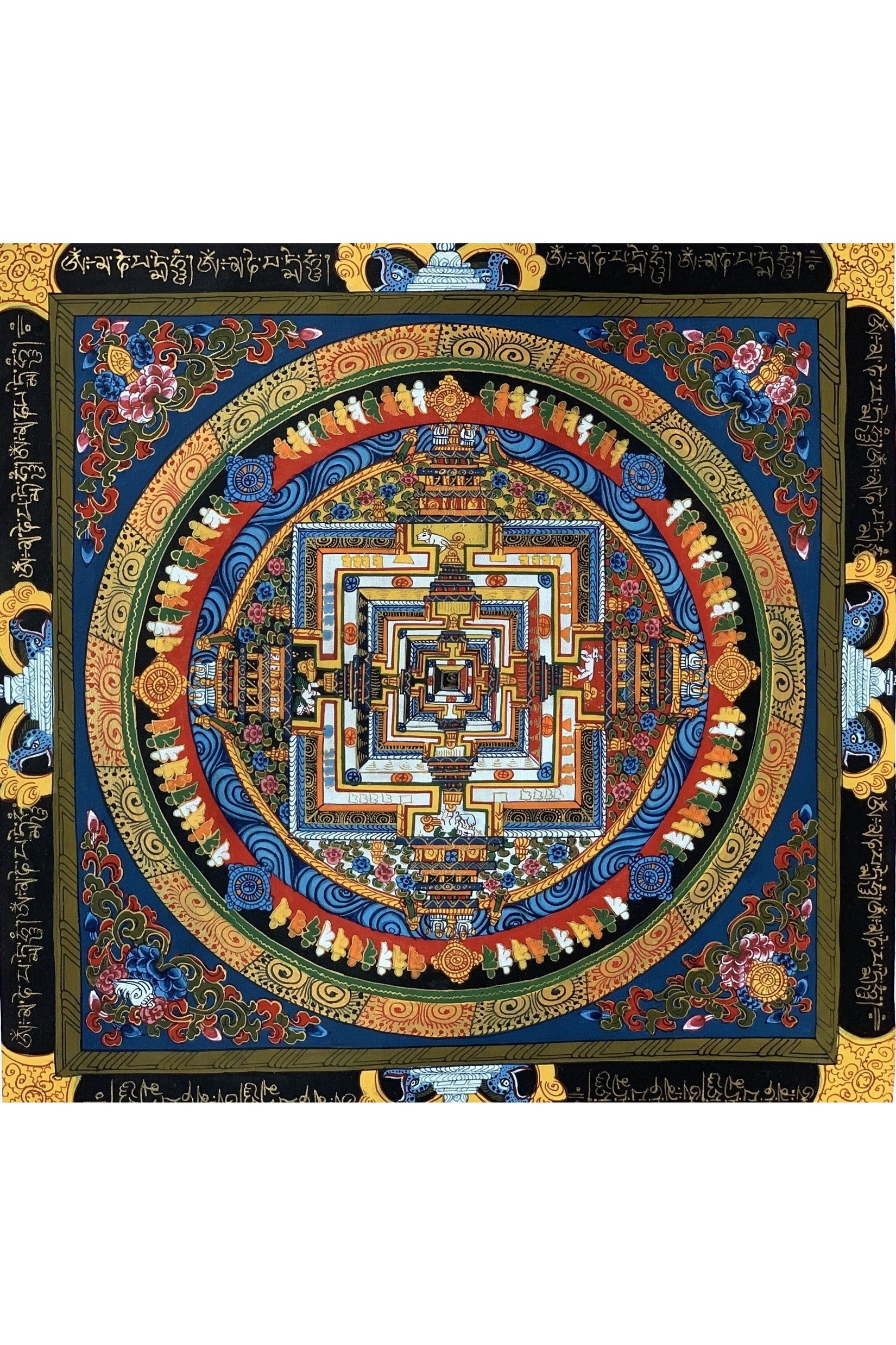 Wheel of Life, Wheel of Time, Kalachakra Mandala, Hand - painted, Tibetan Thangka Painting, Original Art 13 x 13 Inch - Tibetan Thangka Art